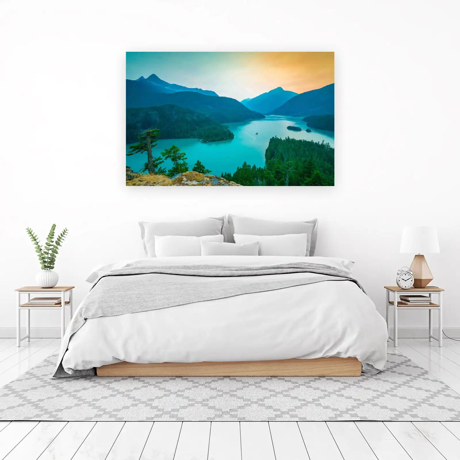 Turquoise Lake Mountain Landscape Wall Art