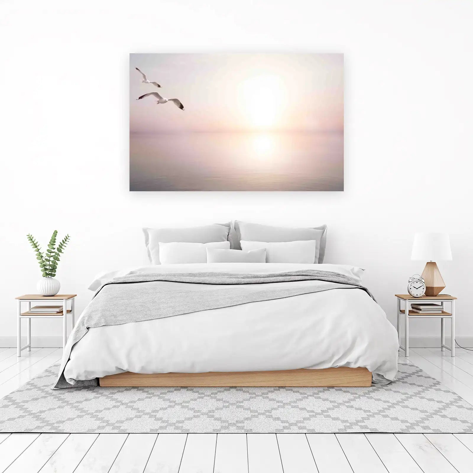 Serene Seagulls Over Calm Waters Wall Art