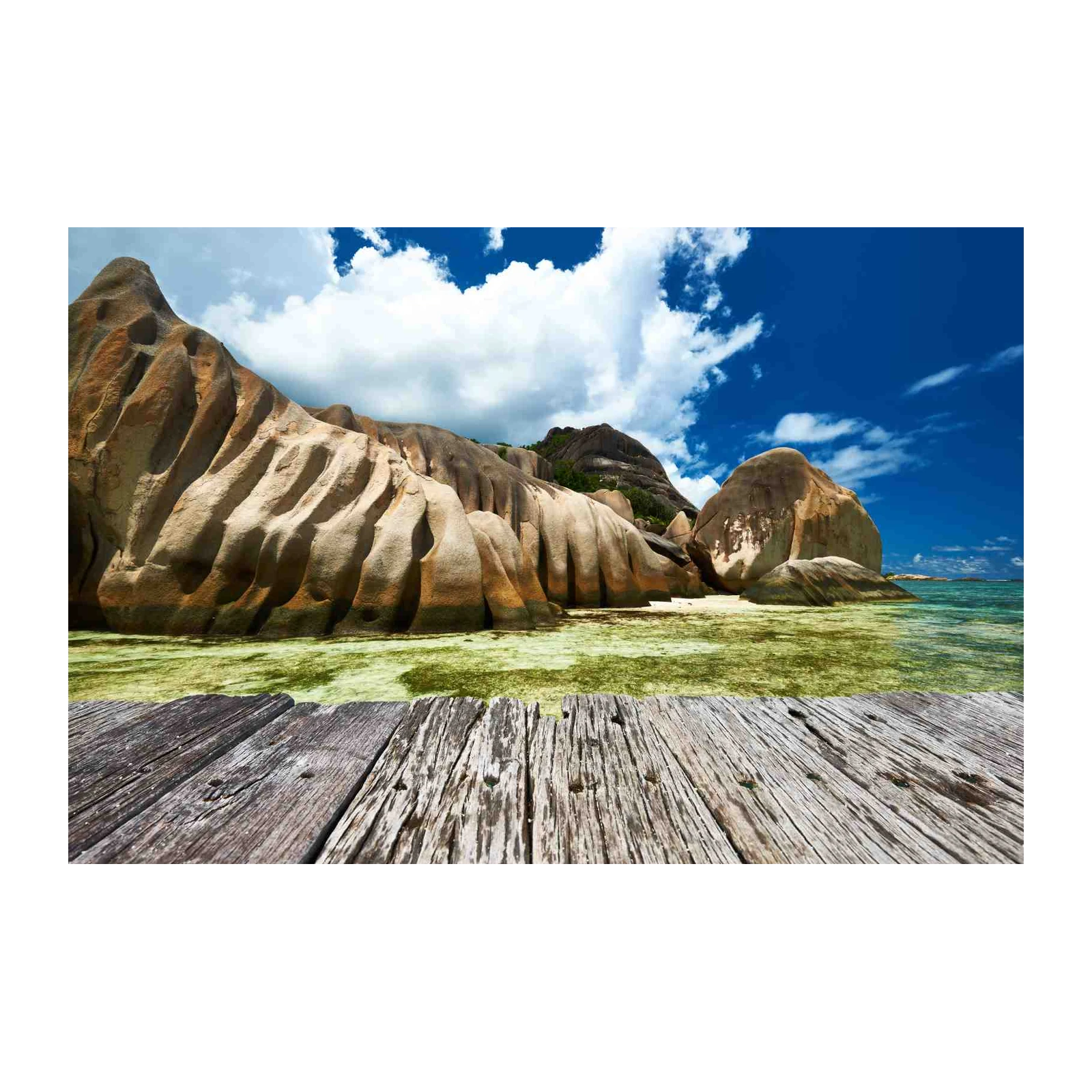 Serene Seychelles Beach Landscape Wall Art
