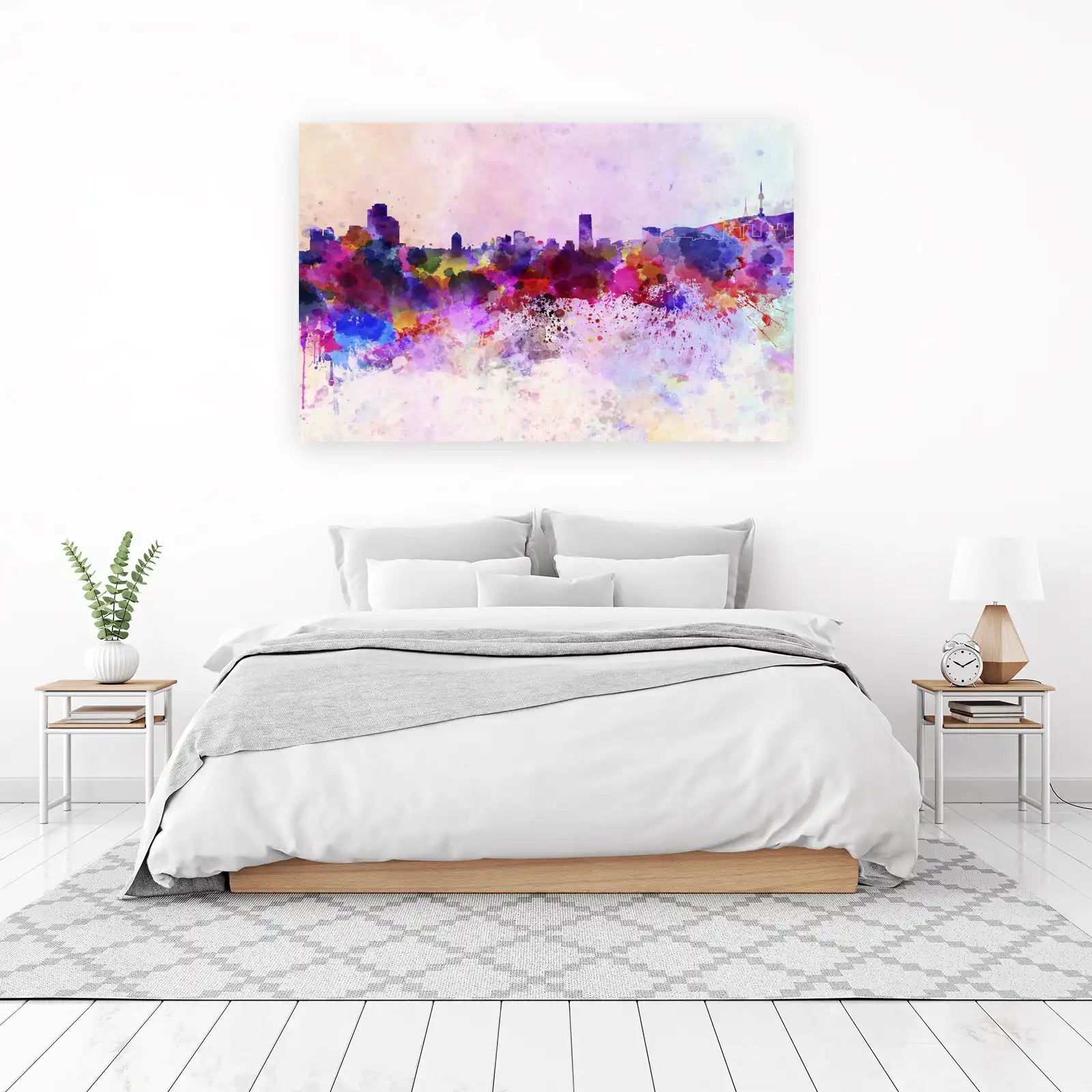 Vibrant Cityscape Watercolor Wall Art
