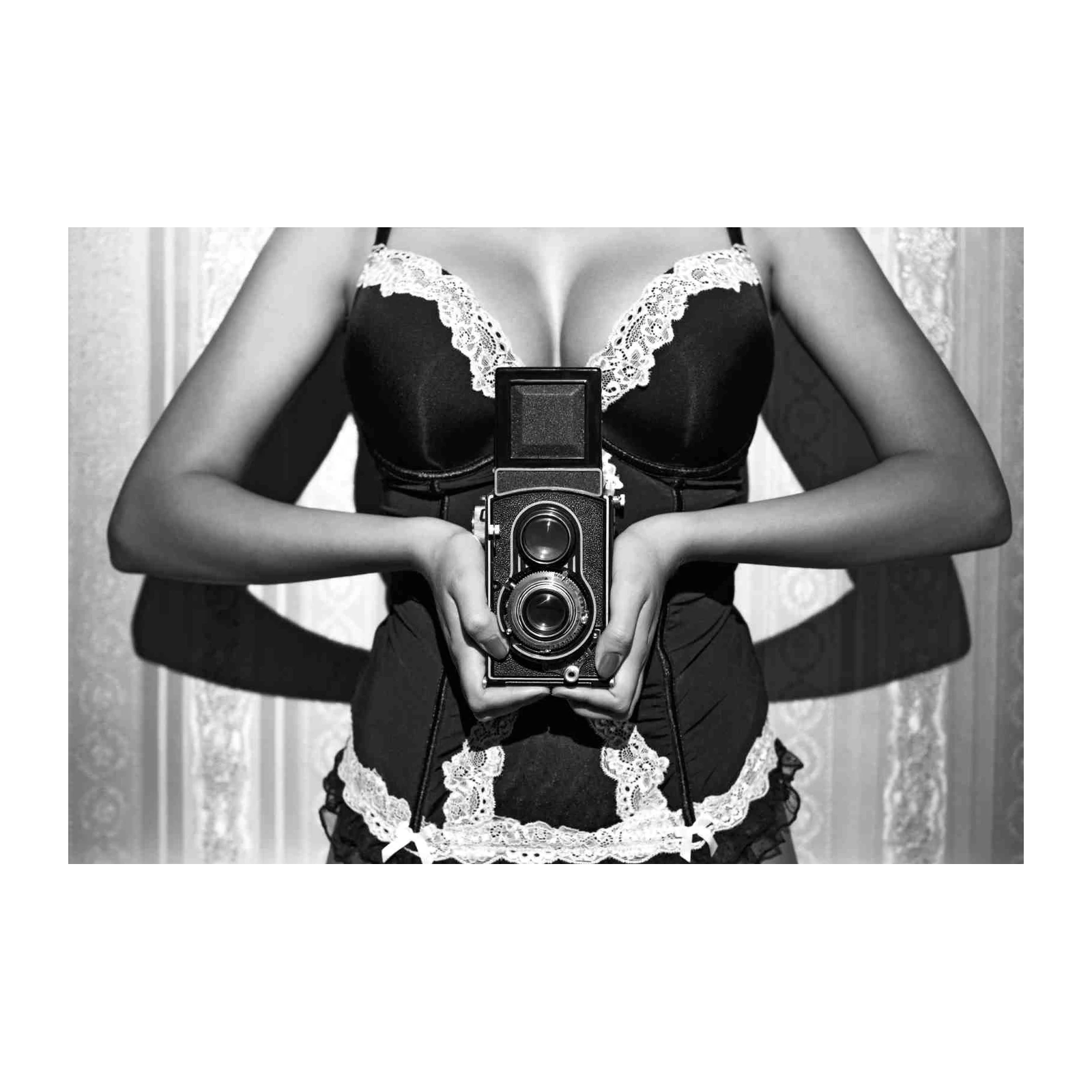 Vintage Camera Glamour Black & White Wall Art