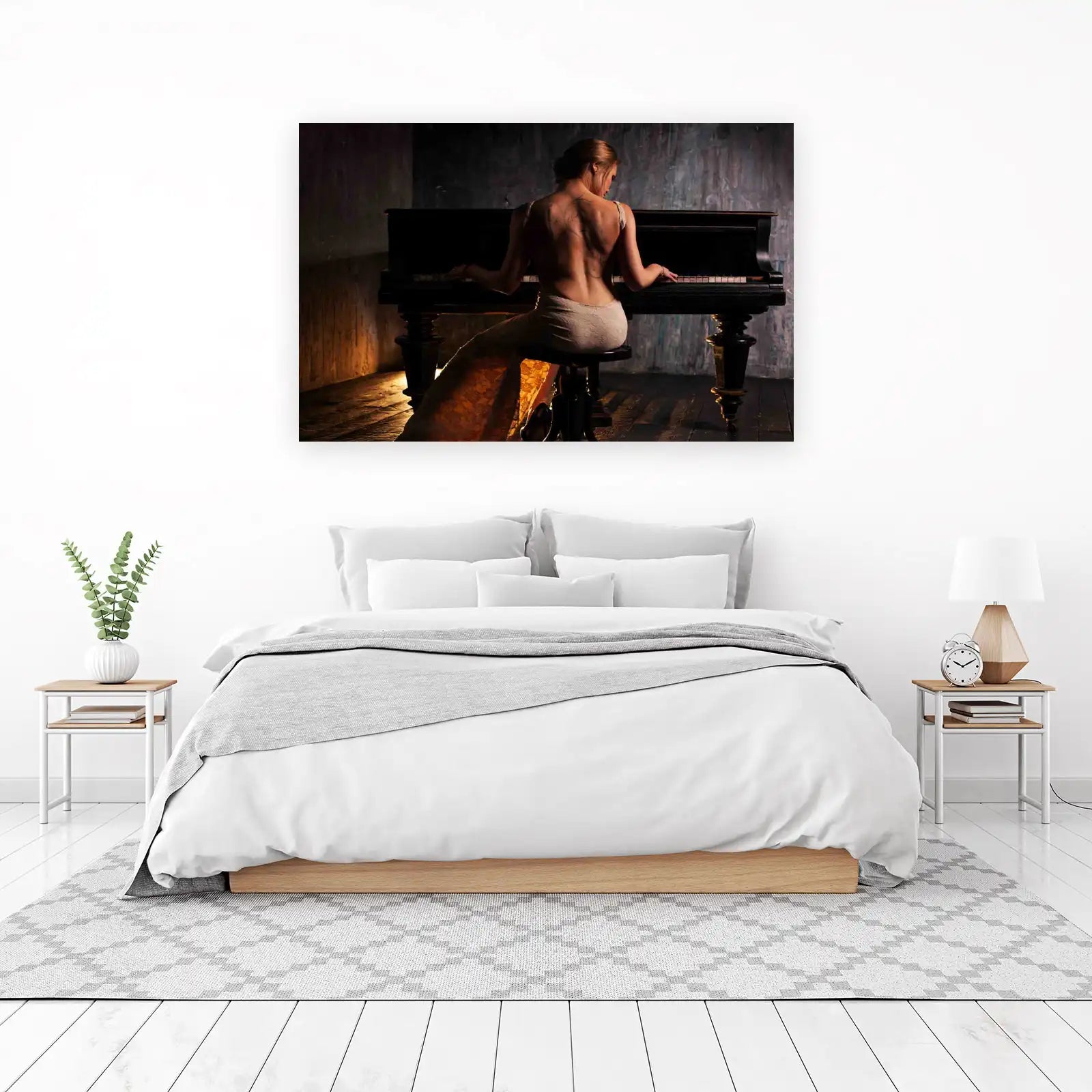 Melancholy Melody: Woman at Piano Wall Art