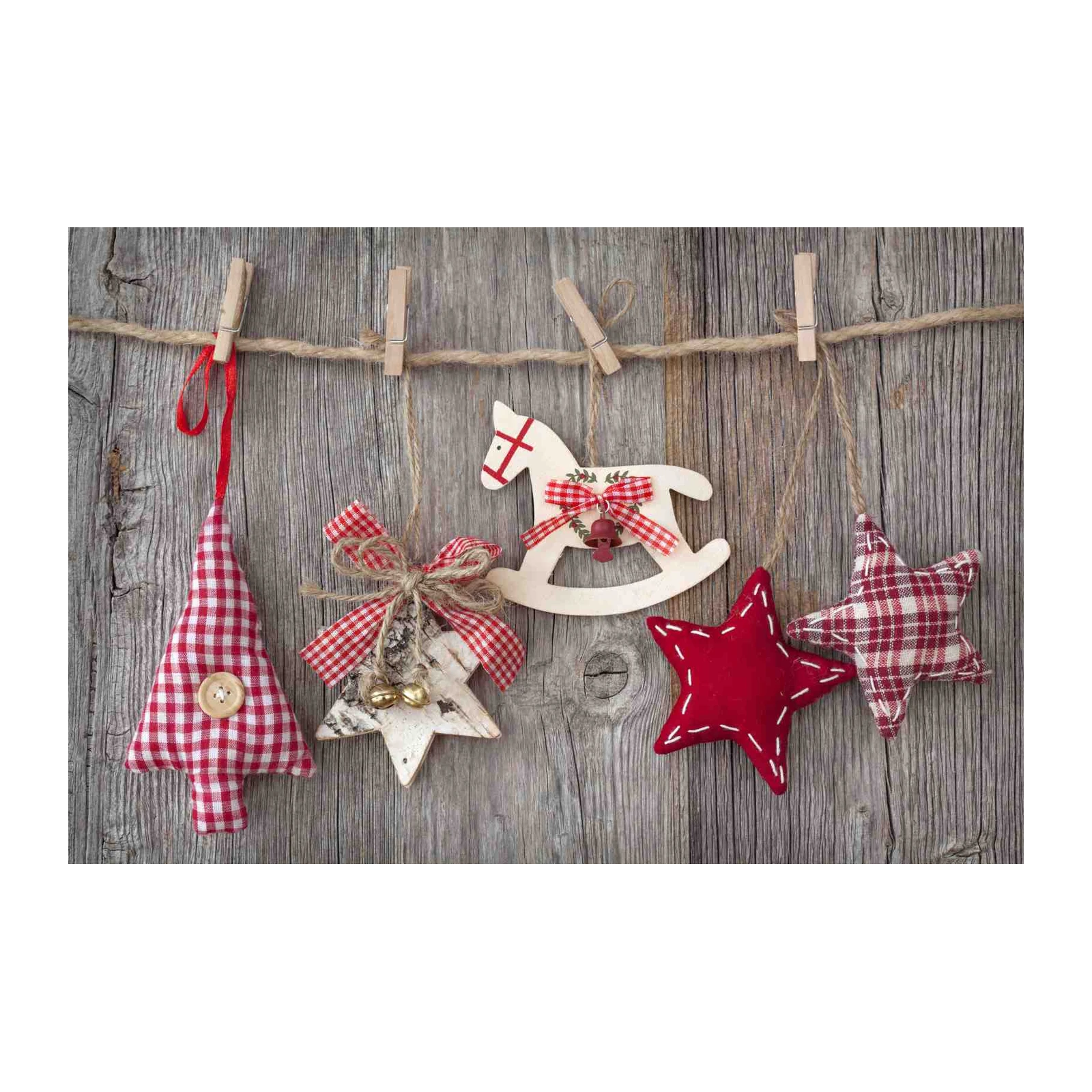 Rustic Christmas Ornaments Wall Art