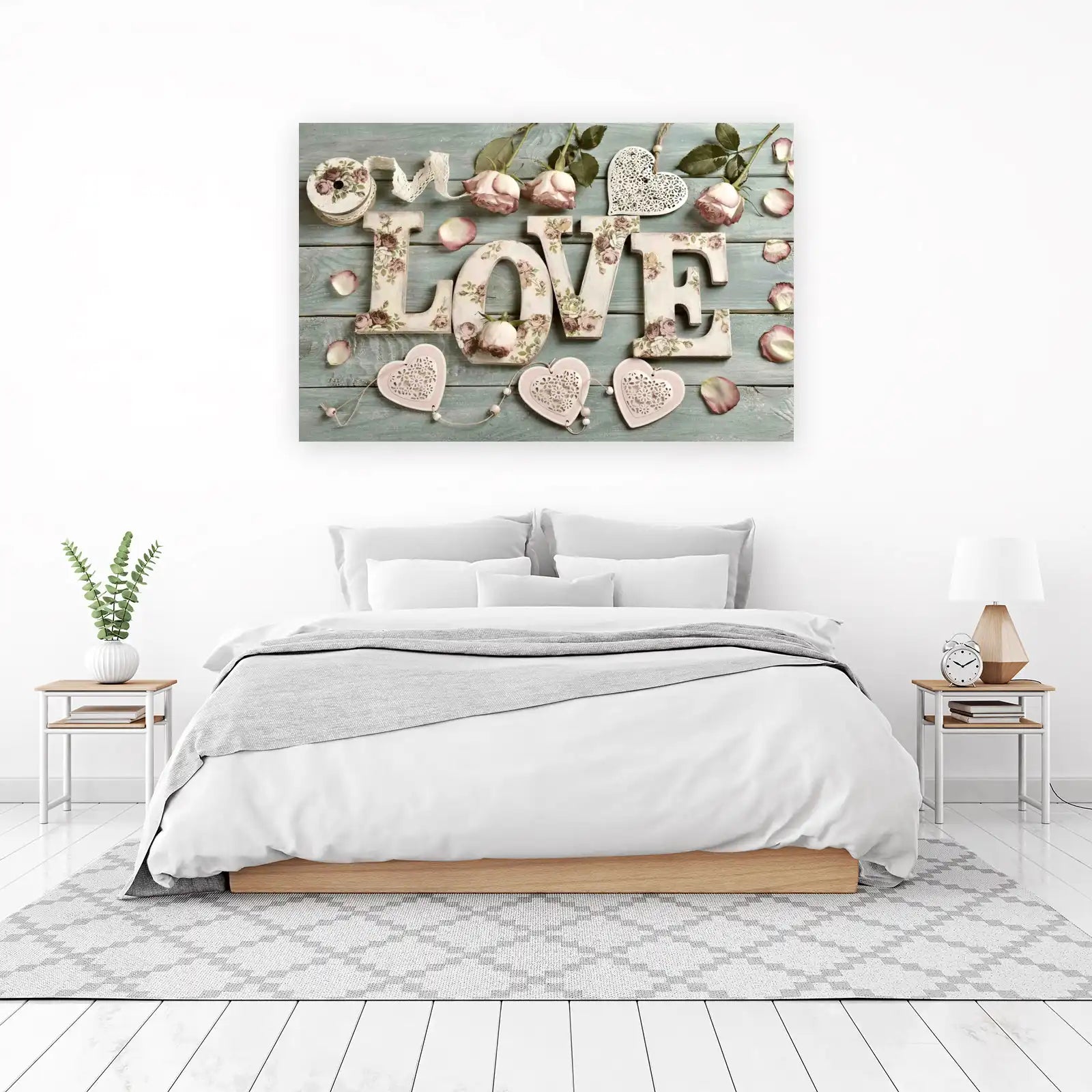 Shabby Chic Floral LOVE Wall Art