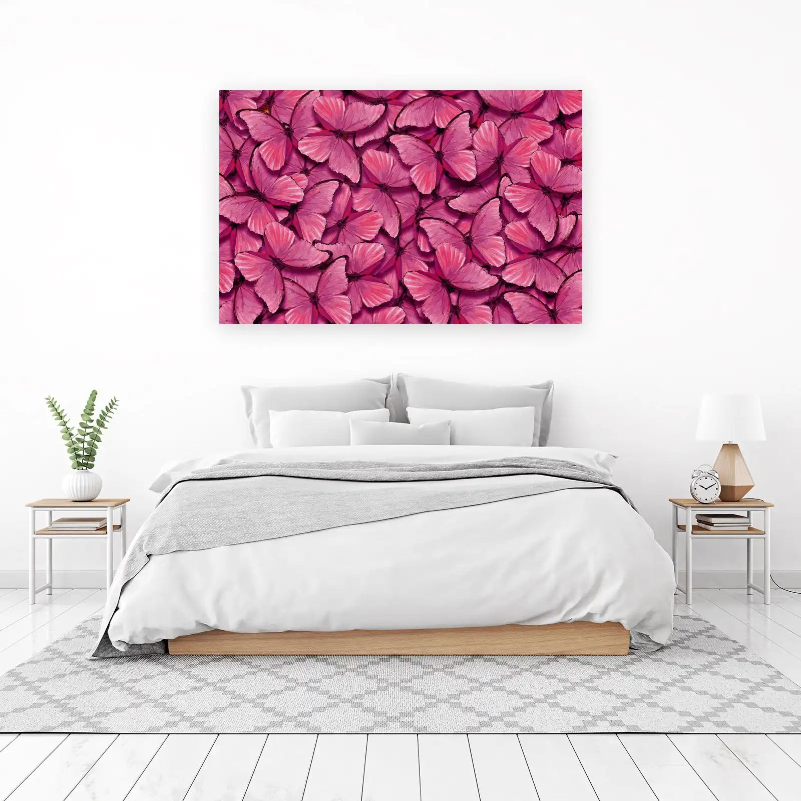 Vibrant Pink Butterfly Swarm Wall Art