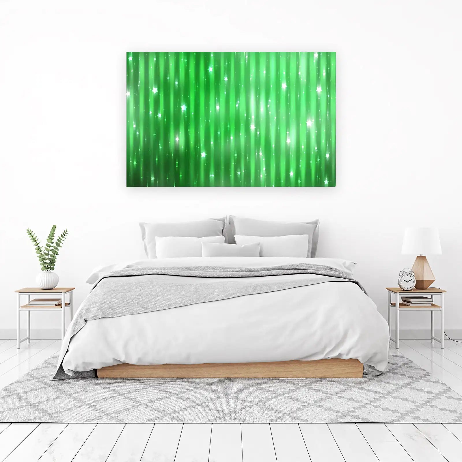 Sparkling Emerald Stars Wall Art