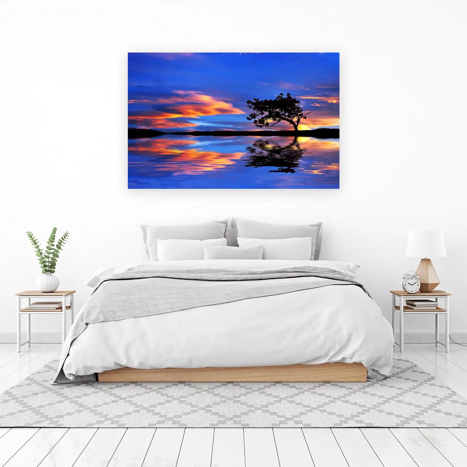 Serene Sunset Tree Reflection Wall Art