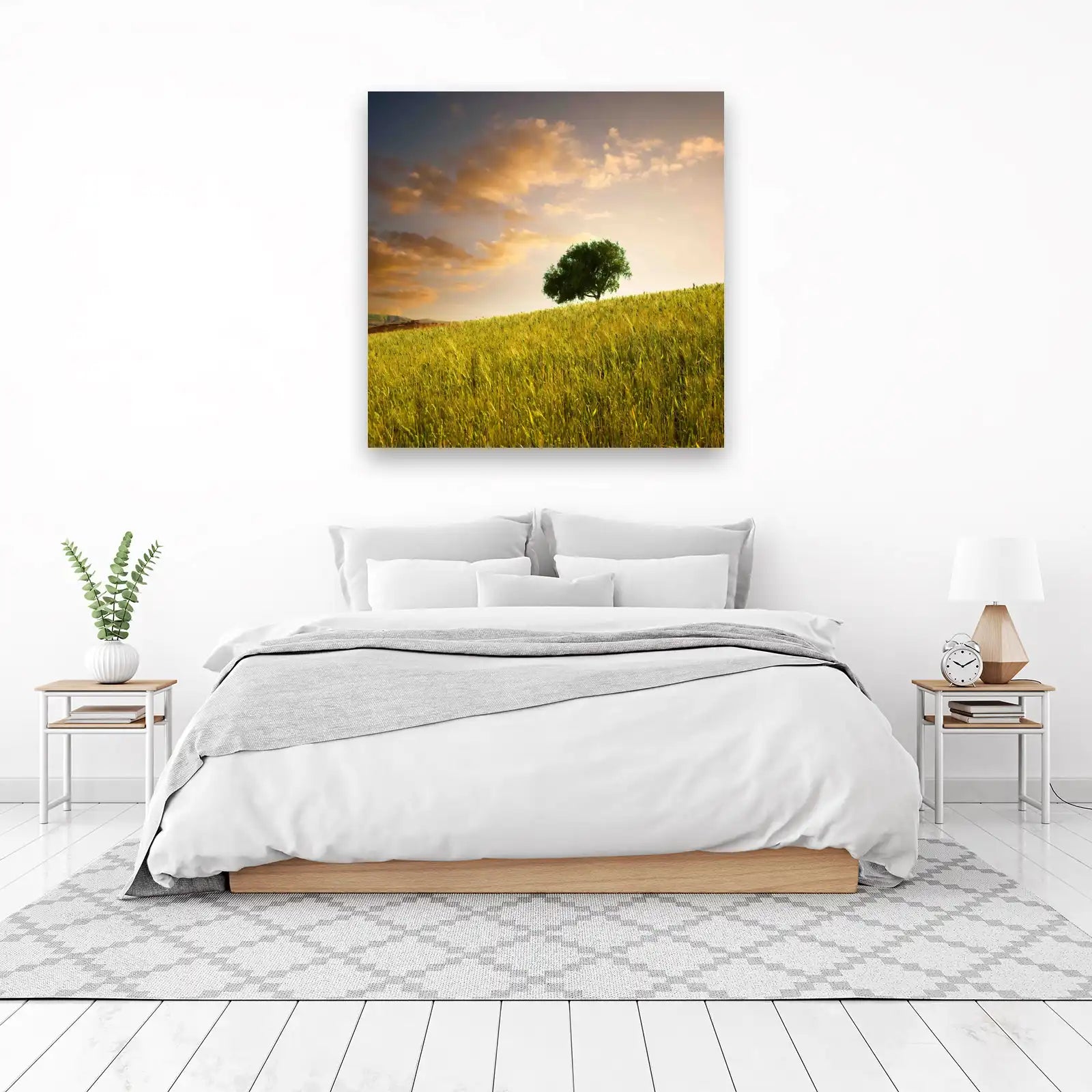 Golden Wheat Field Tree Wall Art