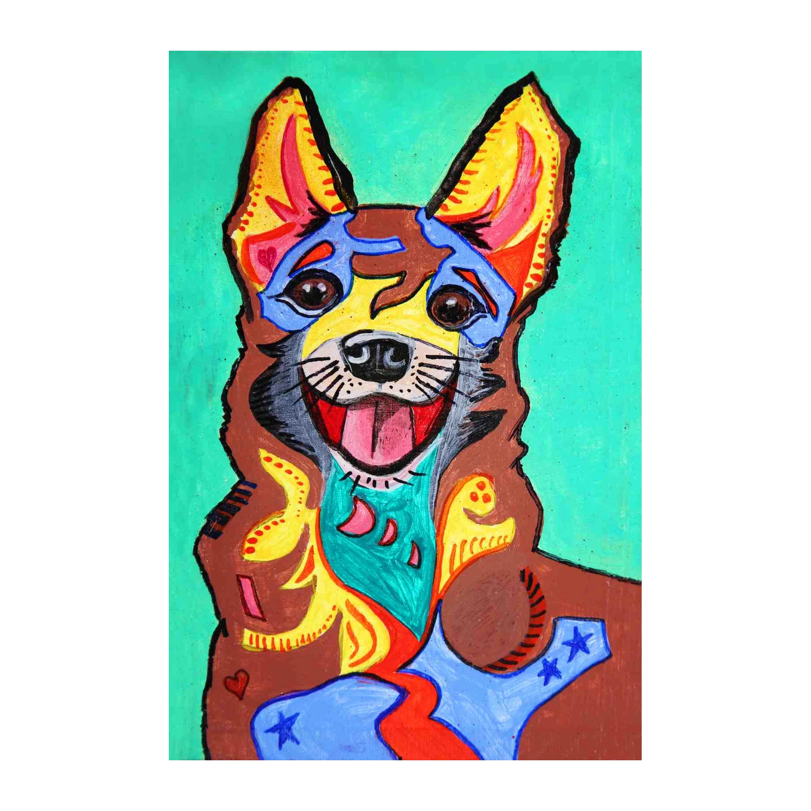 Vibrant Abstract Dog Portrait Wall Art