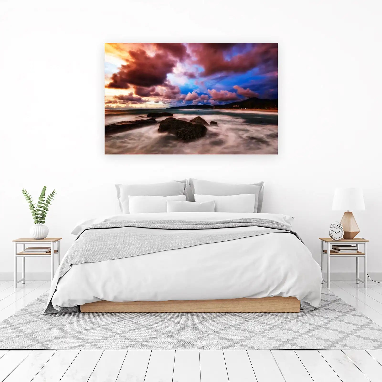 Dramatic Sunset Beach Rock Wall Art