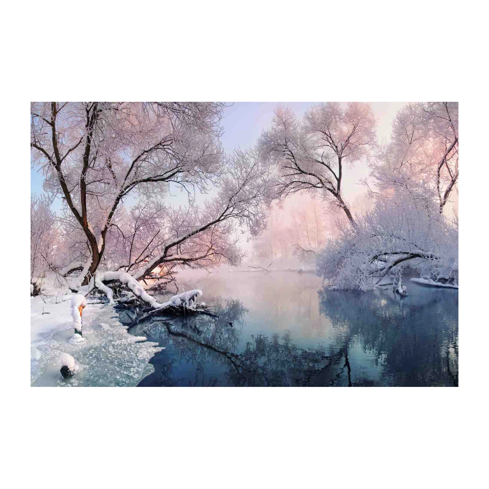 Serene Winter River Landscape Wall Art