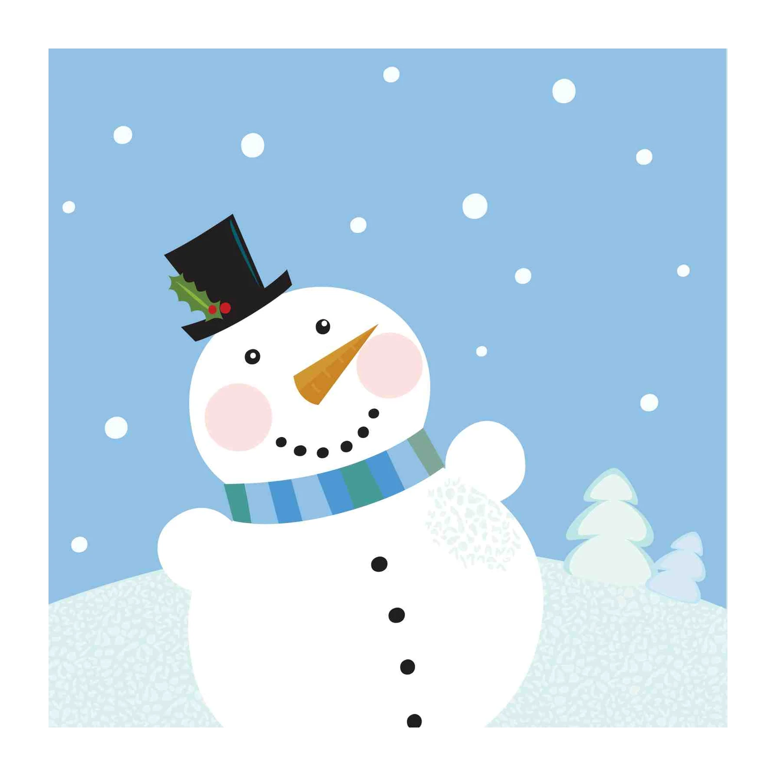 Charming Snowman Winter Scene Wall Art