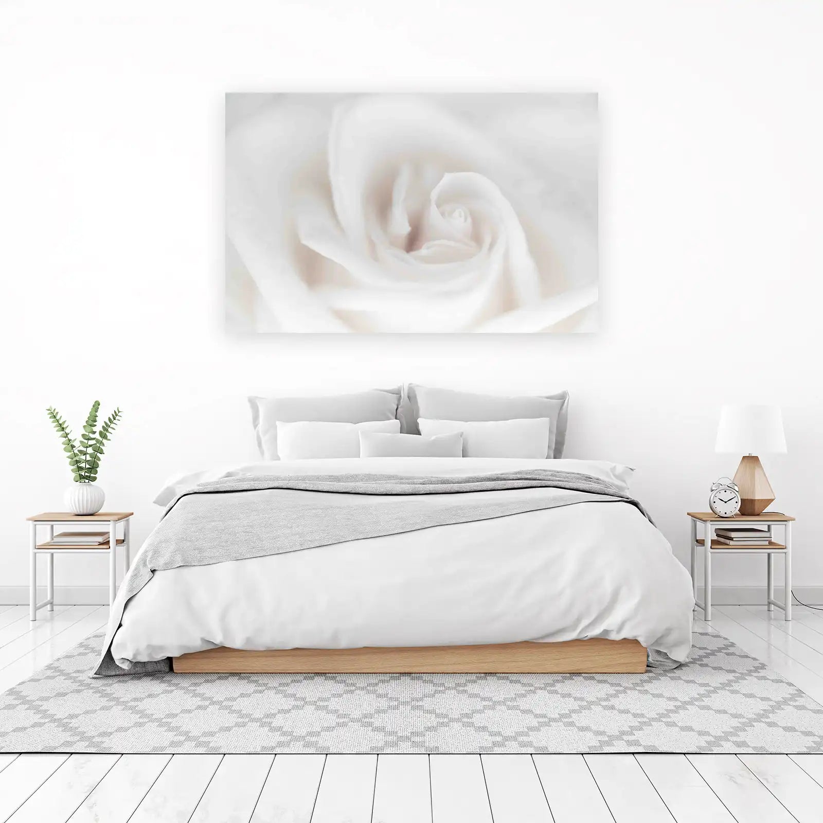Soft White Rose Macro Wall Art for Elegant Homes