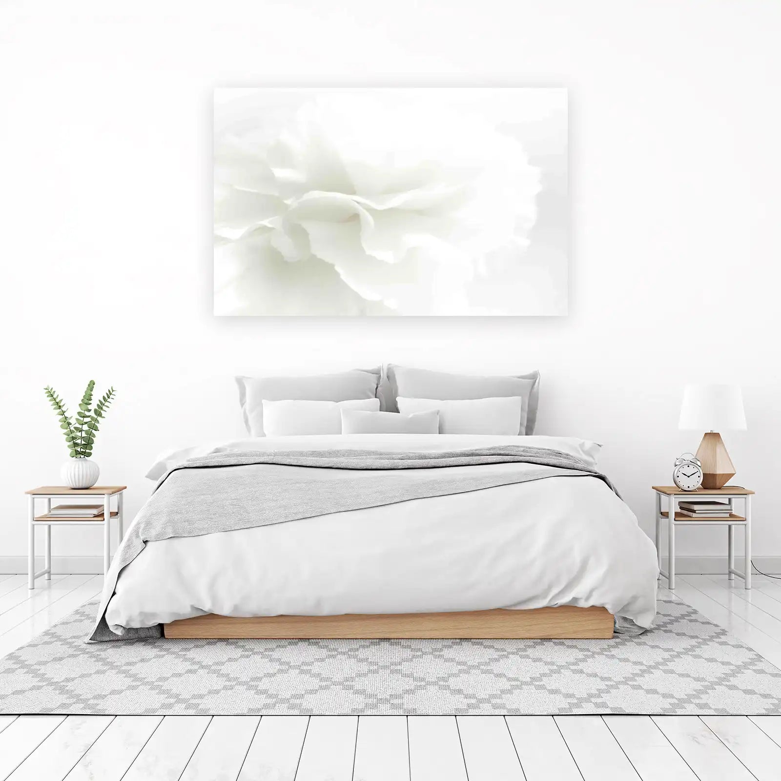 Minimalist White Flower Blossom Wall Art