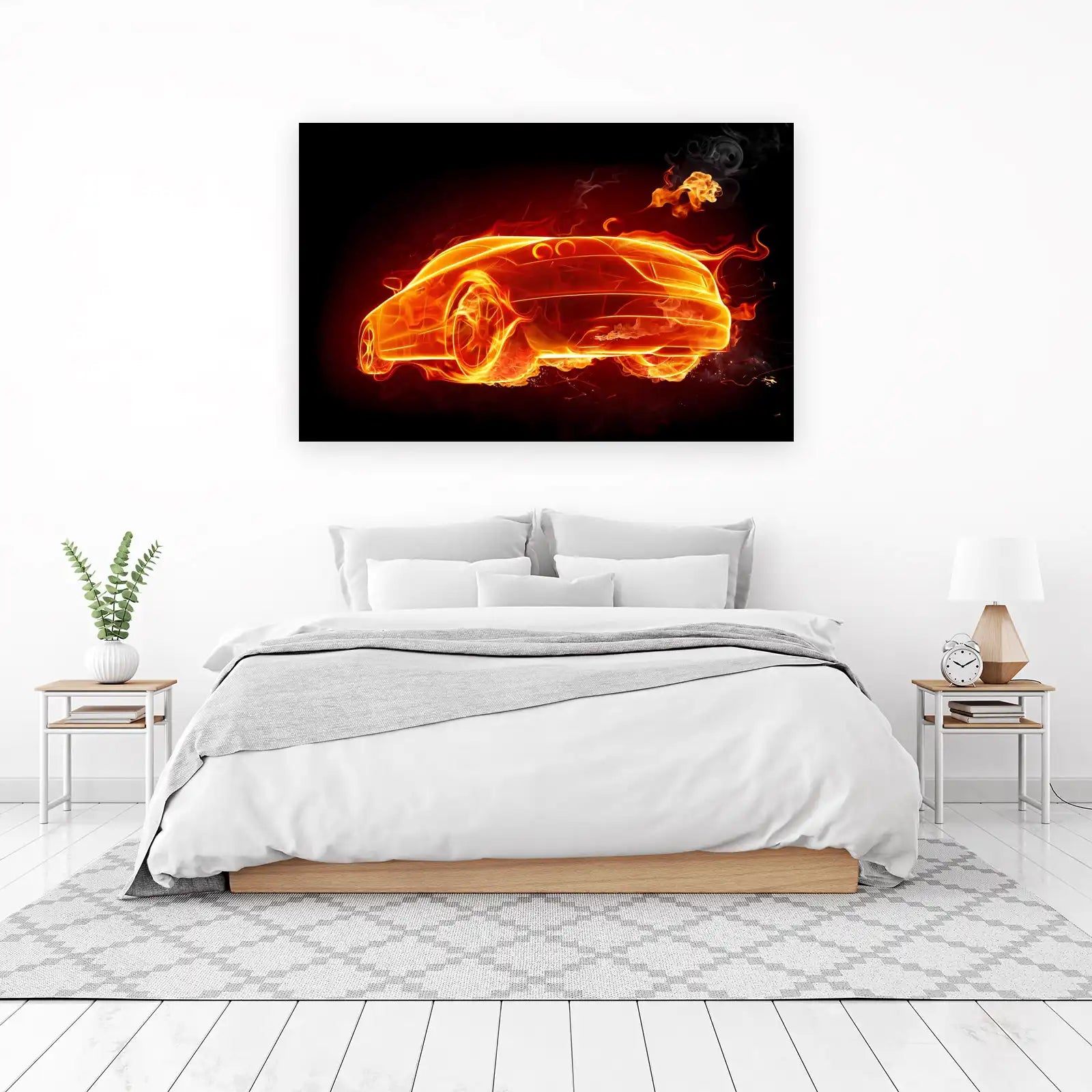 Fiery Sports Car Abstract Wall Art