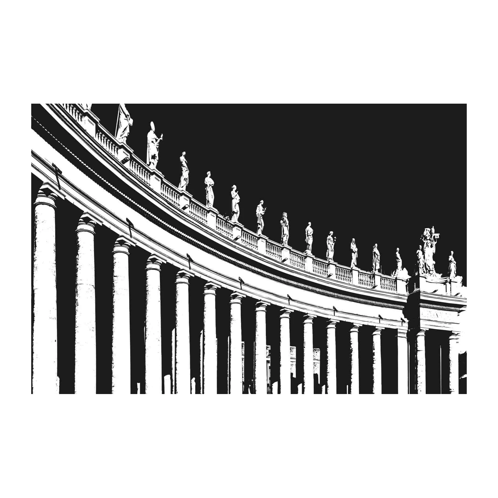 Stunning Vatican Colonnade Black & White Wall Art