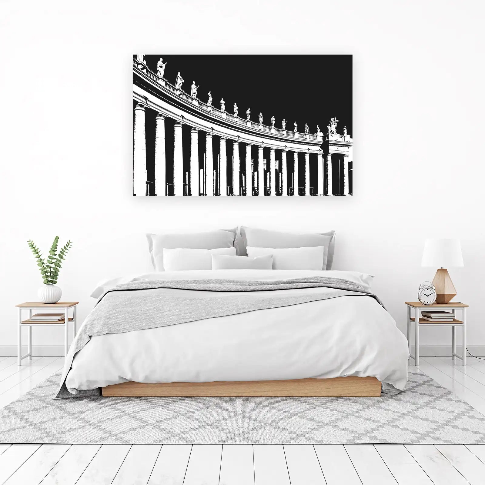 Stunning Vatican Colonnade Black & White Wall Art