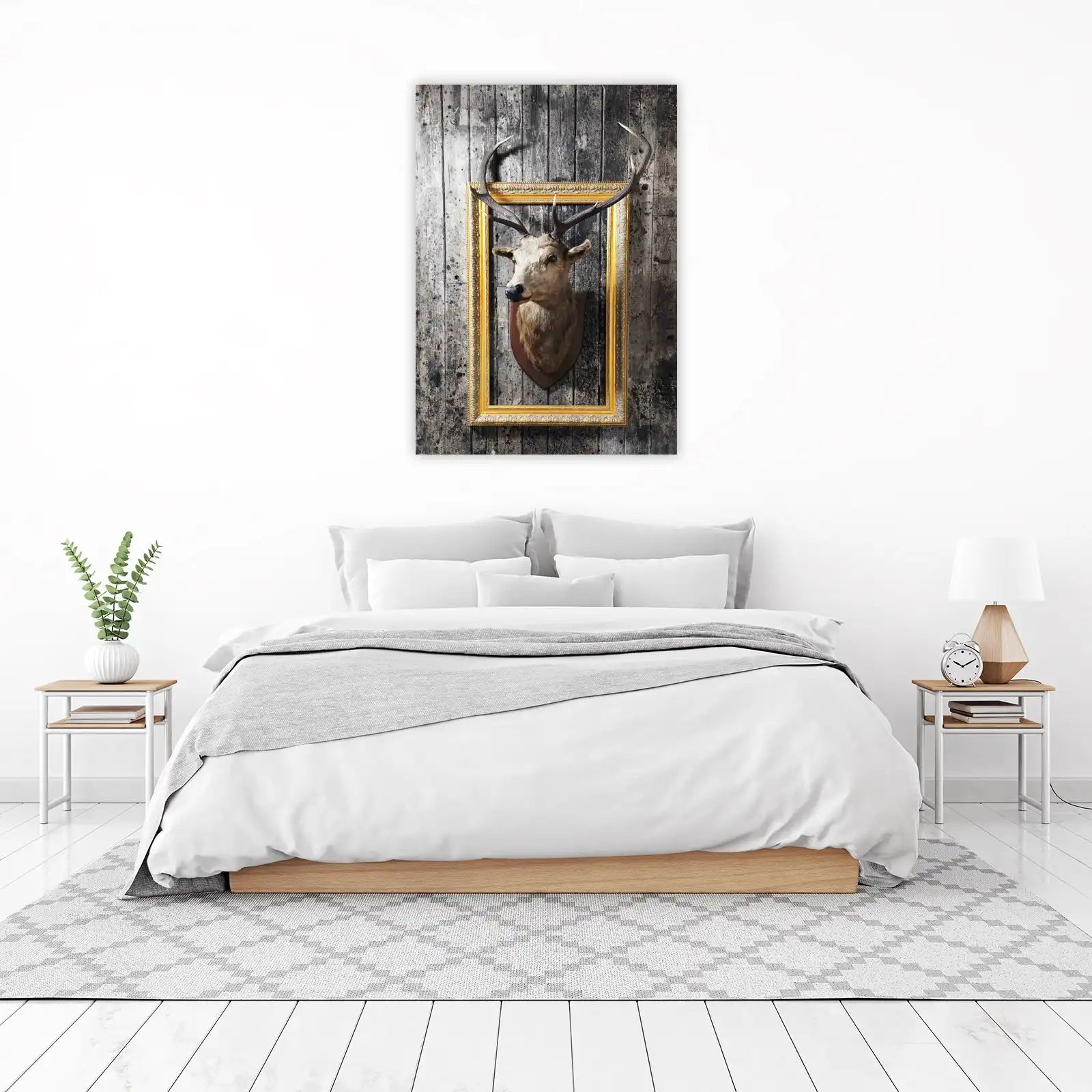 Majestic Stag Head Gold Frame Wall Art