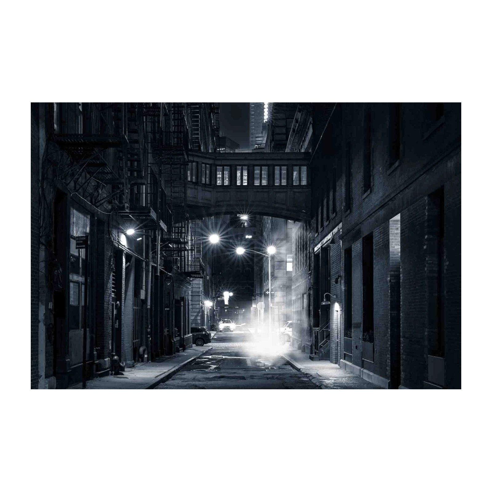Urban Night Alleyway Cityscape Wall Art