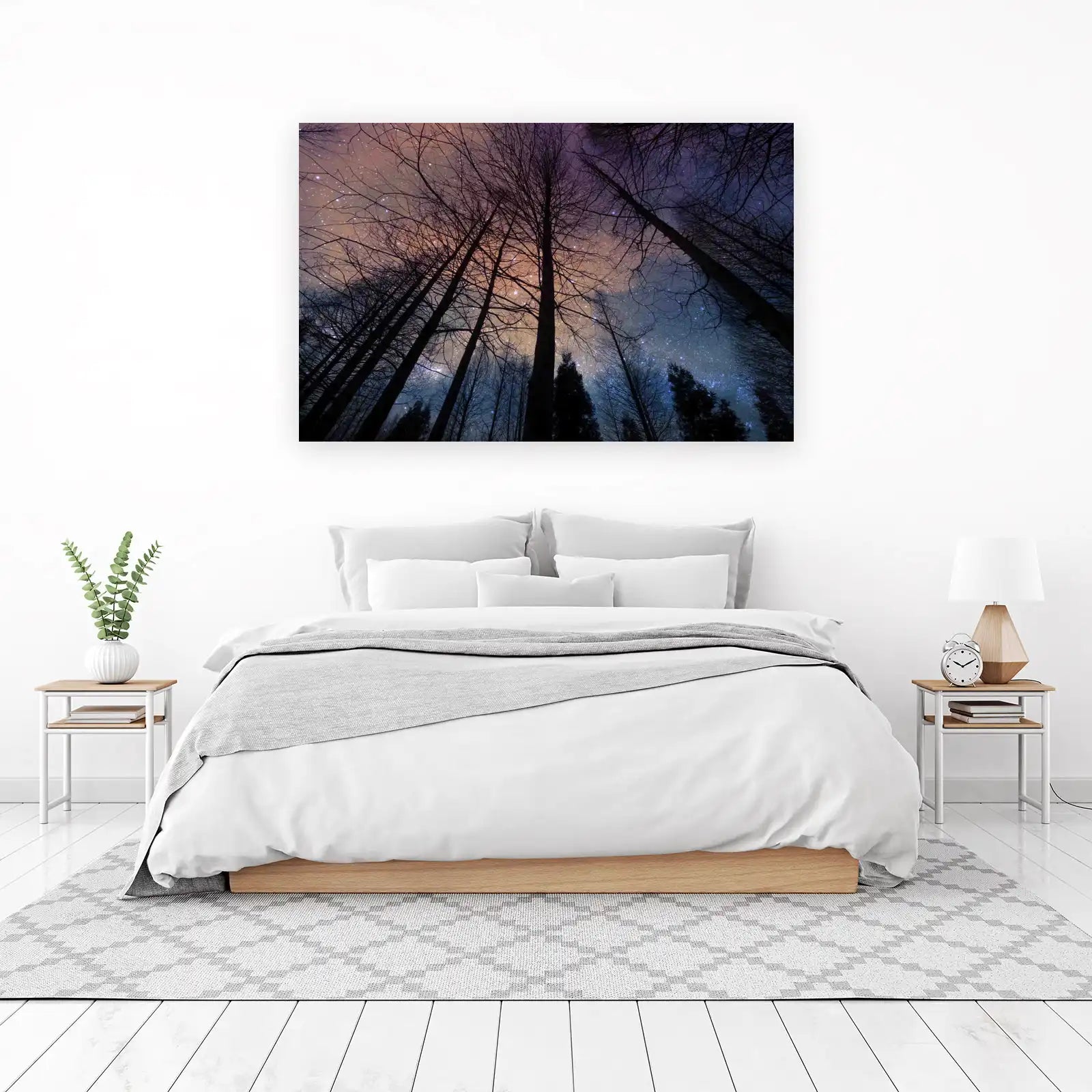 Enchanting Night Forest Stars Wall Art