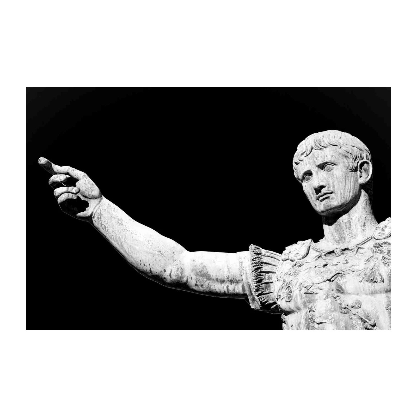 Augustus Caesar Statue Black and White Wall Art