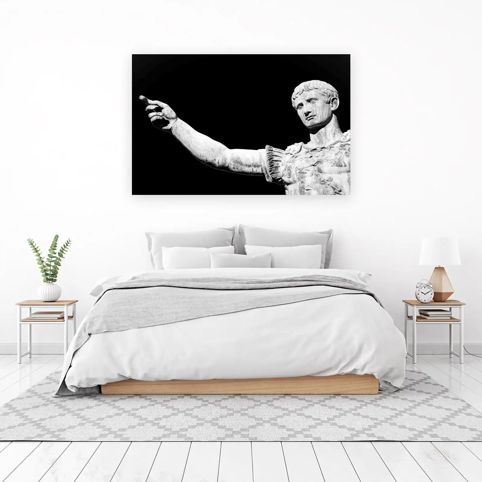 Augustus Caesar Statue Black and White Wall Art