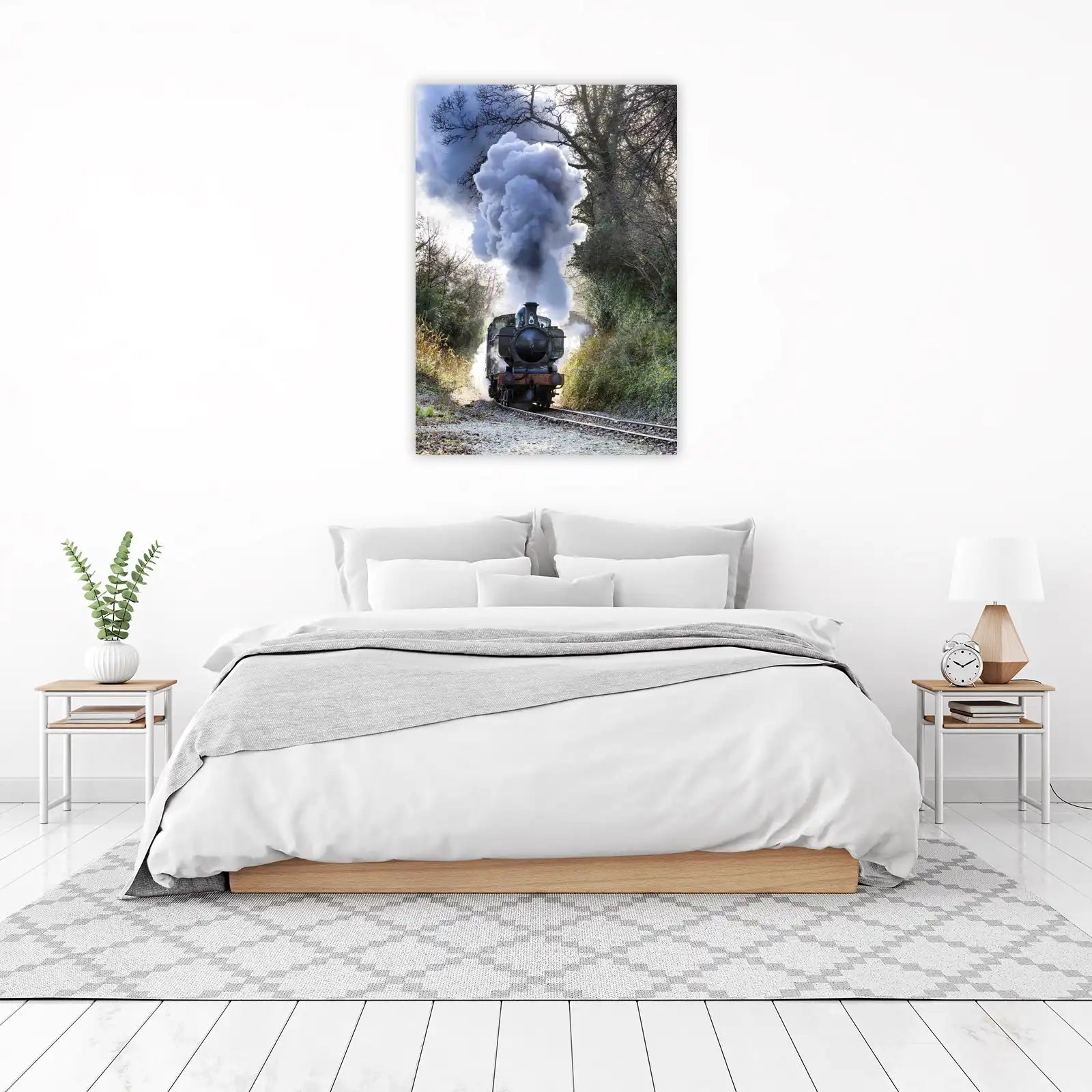 Vintage Steam Train Billowing Smoke Wall Art