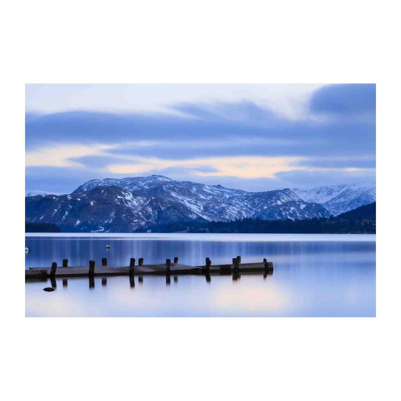 Serene Mountain Lake Dock Wall Art