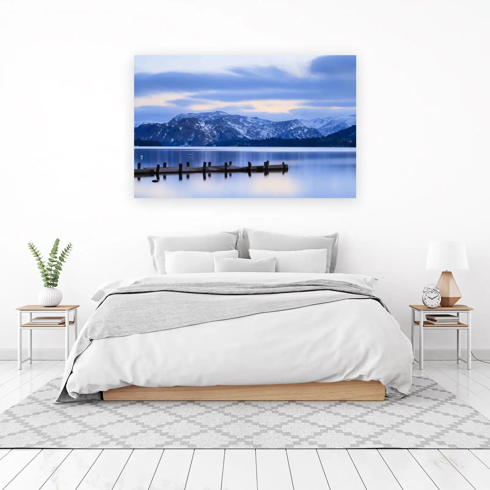 Serene Mountain Lake Dock Wall Art