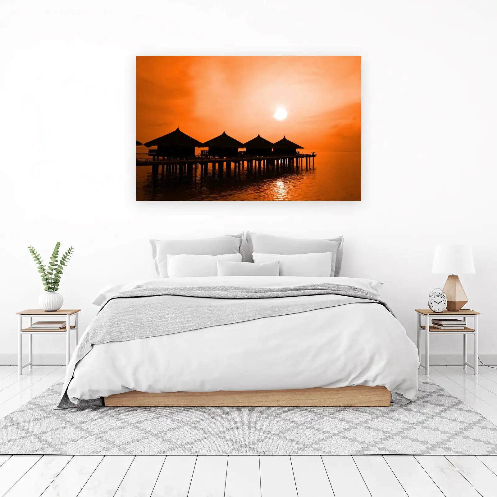 Tropical Sunset Bungalows Wall Art