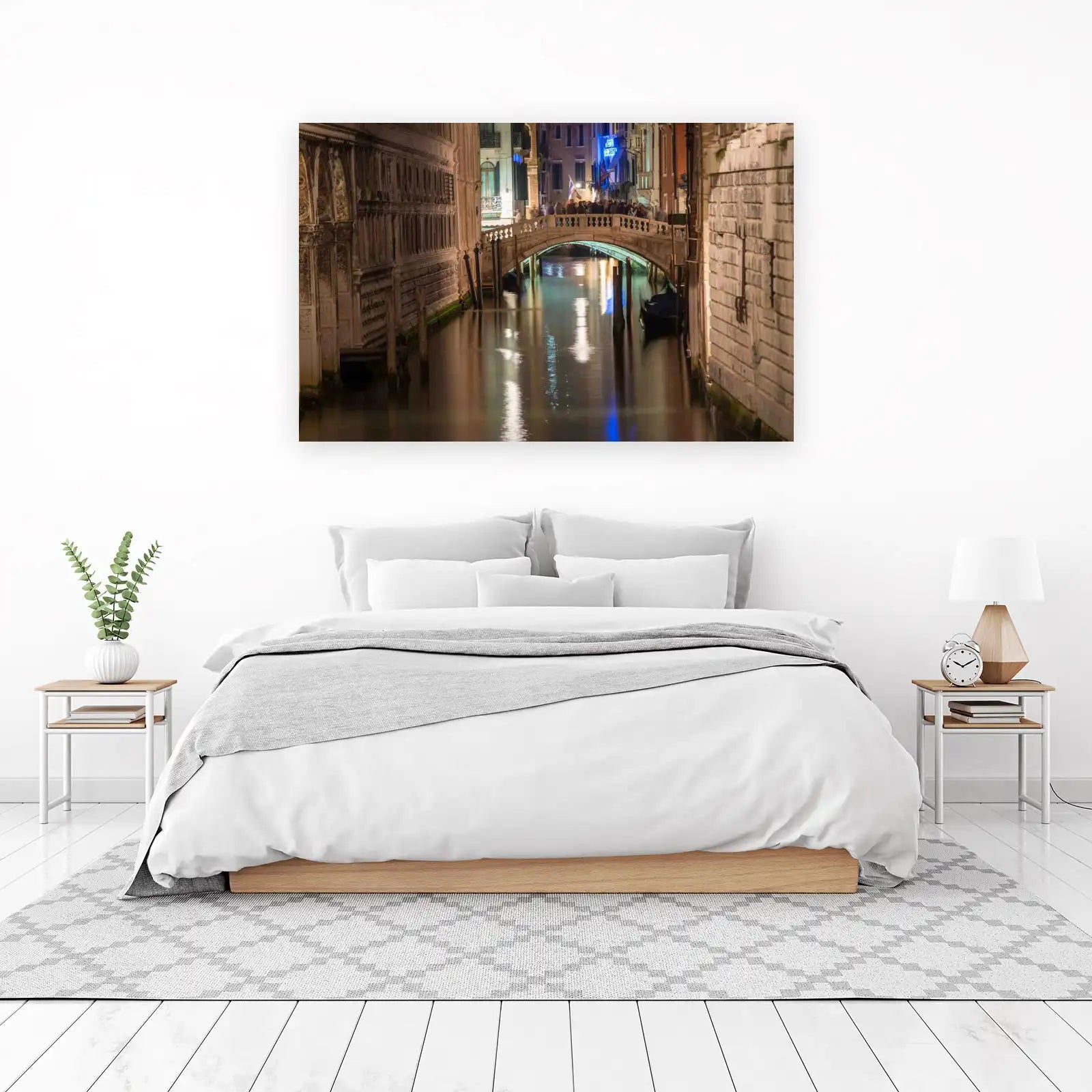 Venice Canal Night Arch Bridge Wall Art