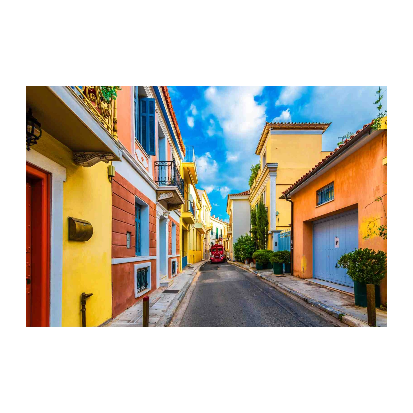 Vibrant Greek Street Scene Wall Art