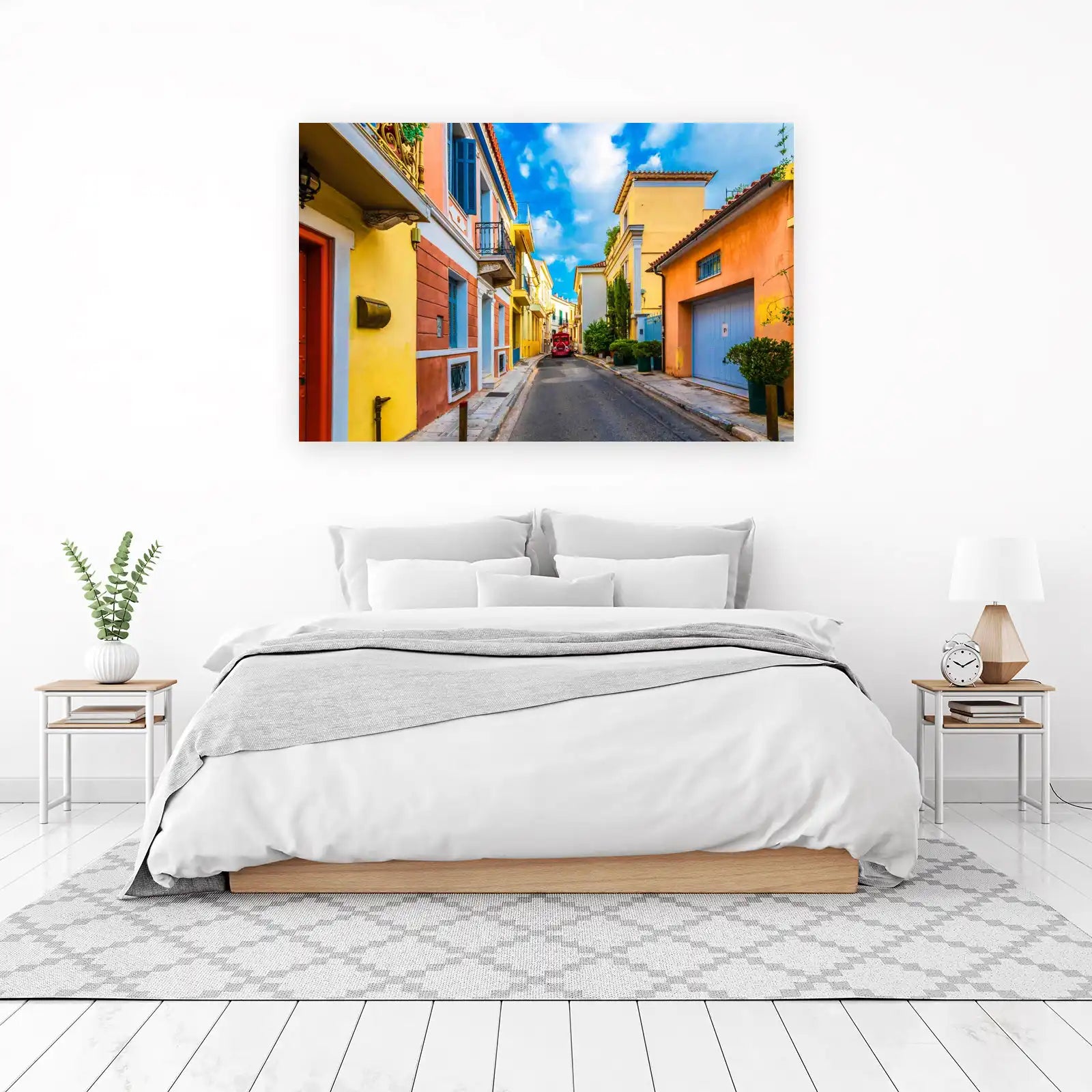 Vibrant Greek Street Scene Wall Art