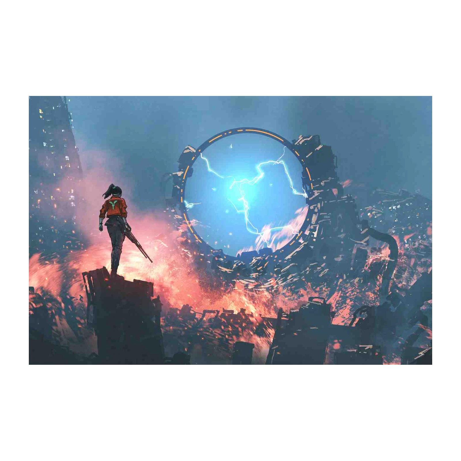 Sci-Fi Portal Warrior Wall Art