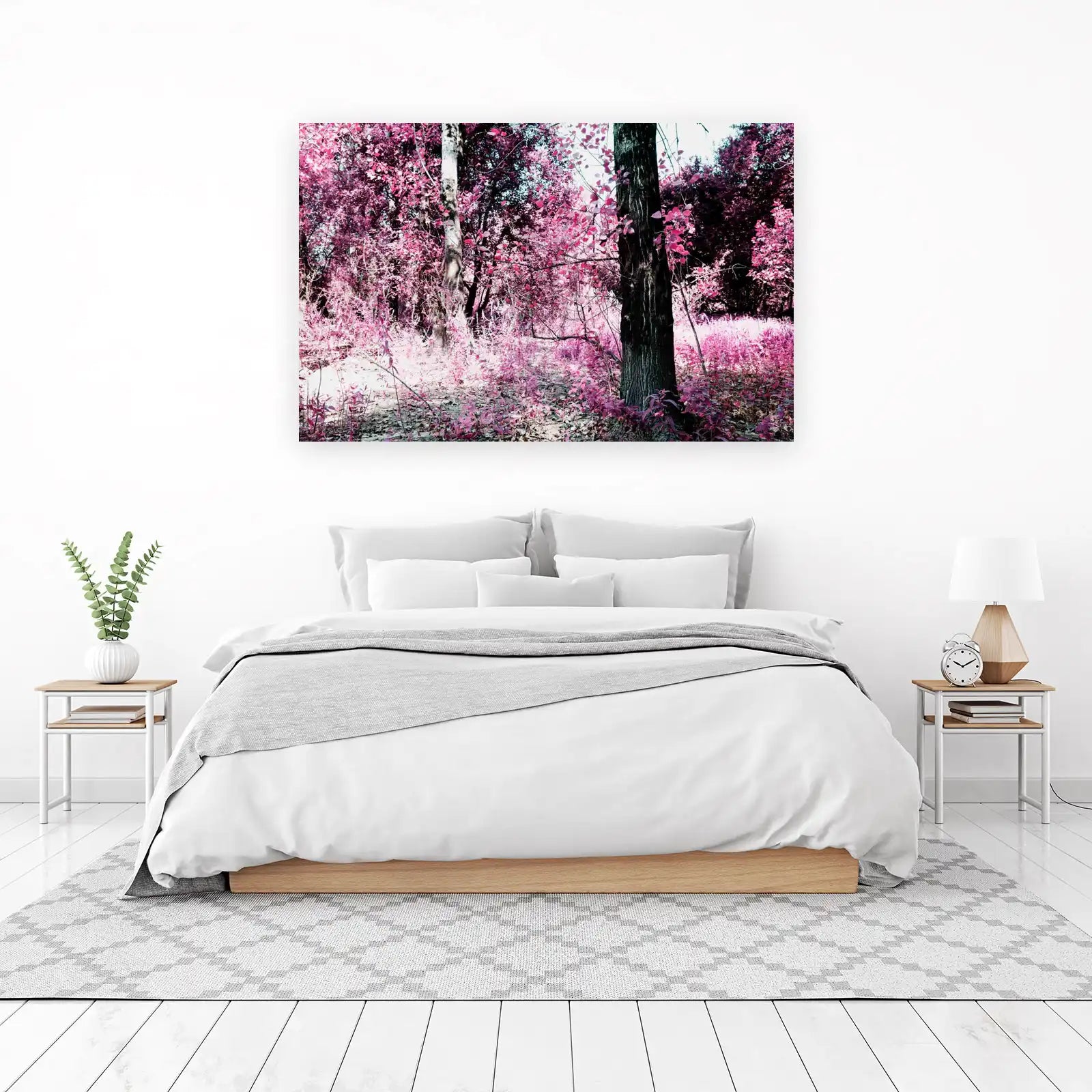 Enchanted Pink Forest Landscape Wall Art