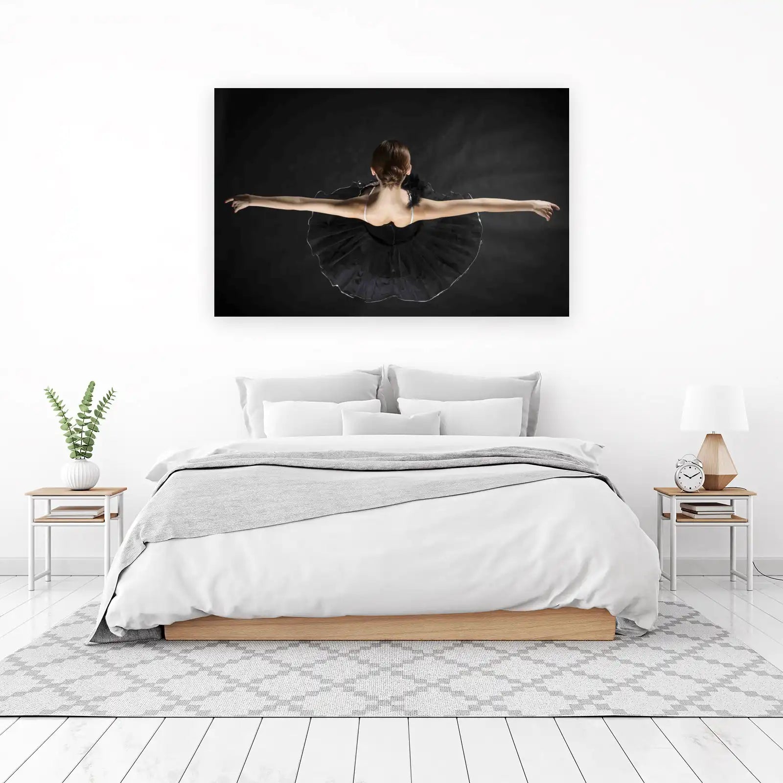 Elegant Black Swan Ballet Dancer Wall Art