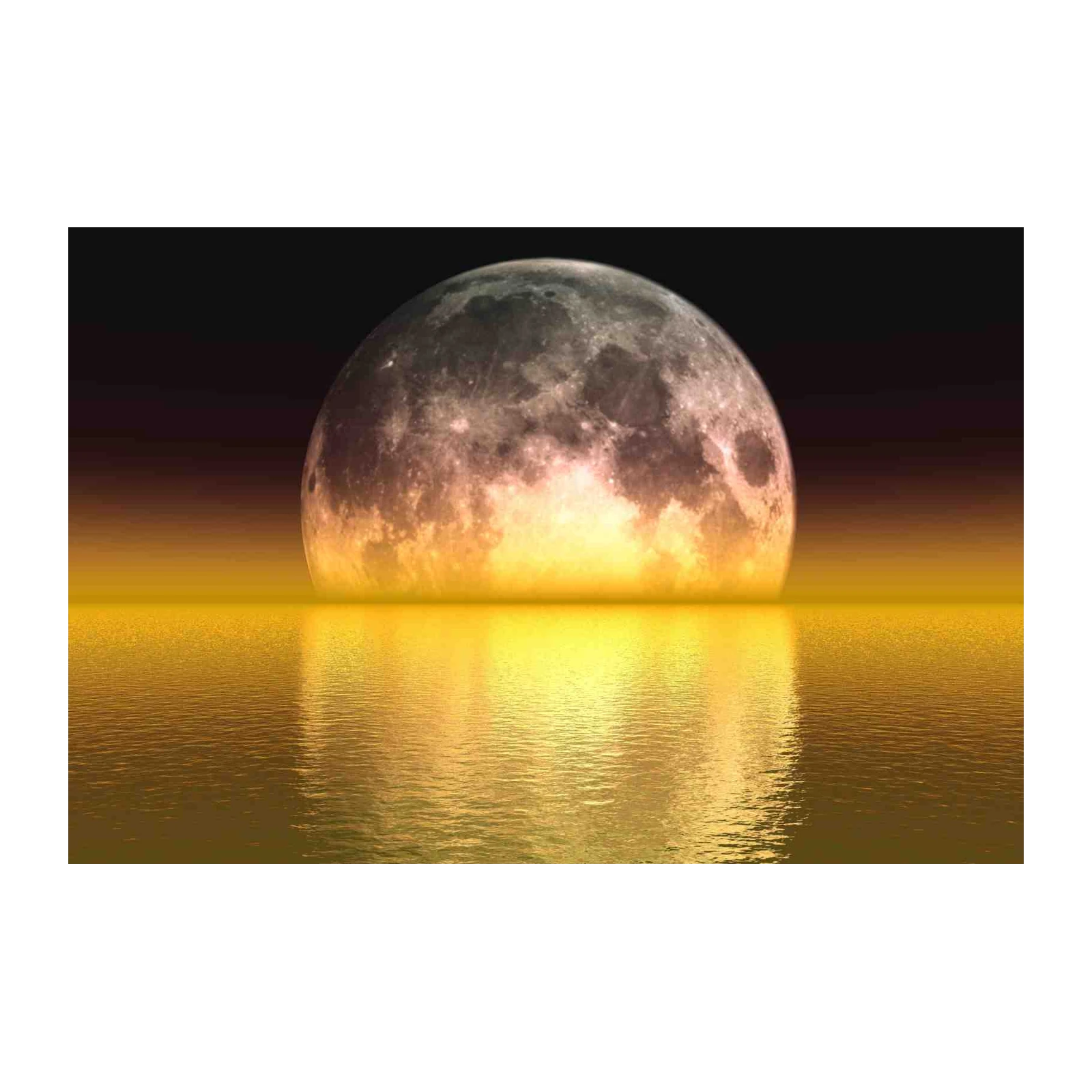 Golden Moon Over Water Wall Art