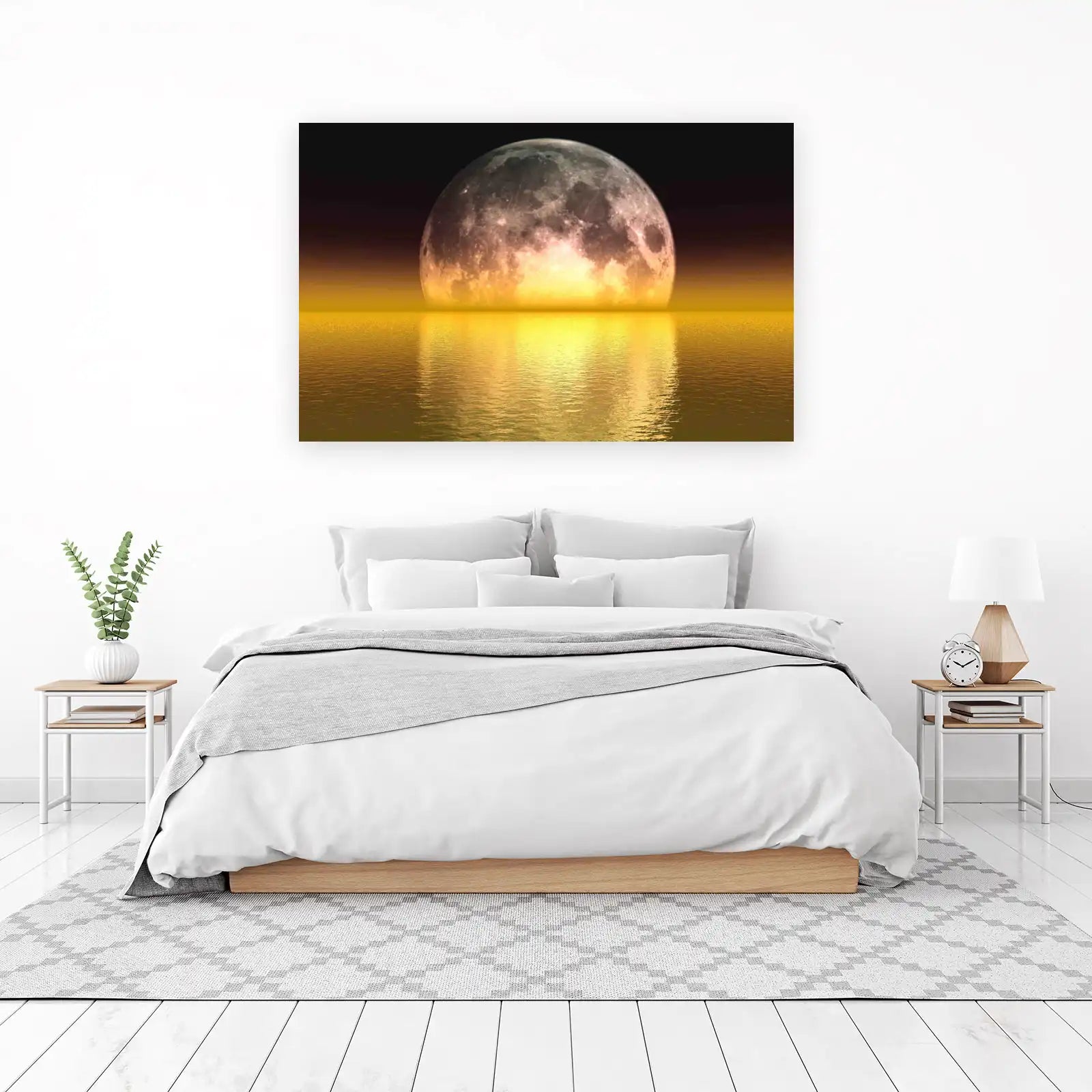 Golden Moon Over Water Wall Art