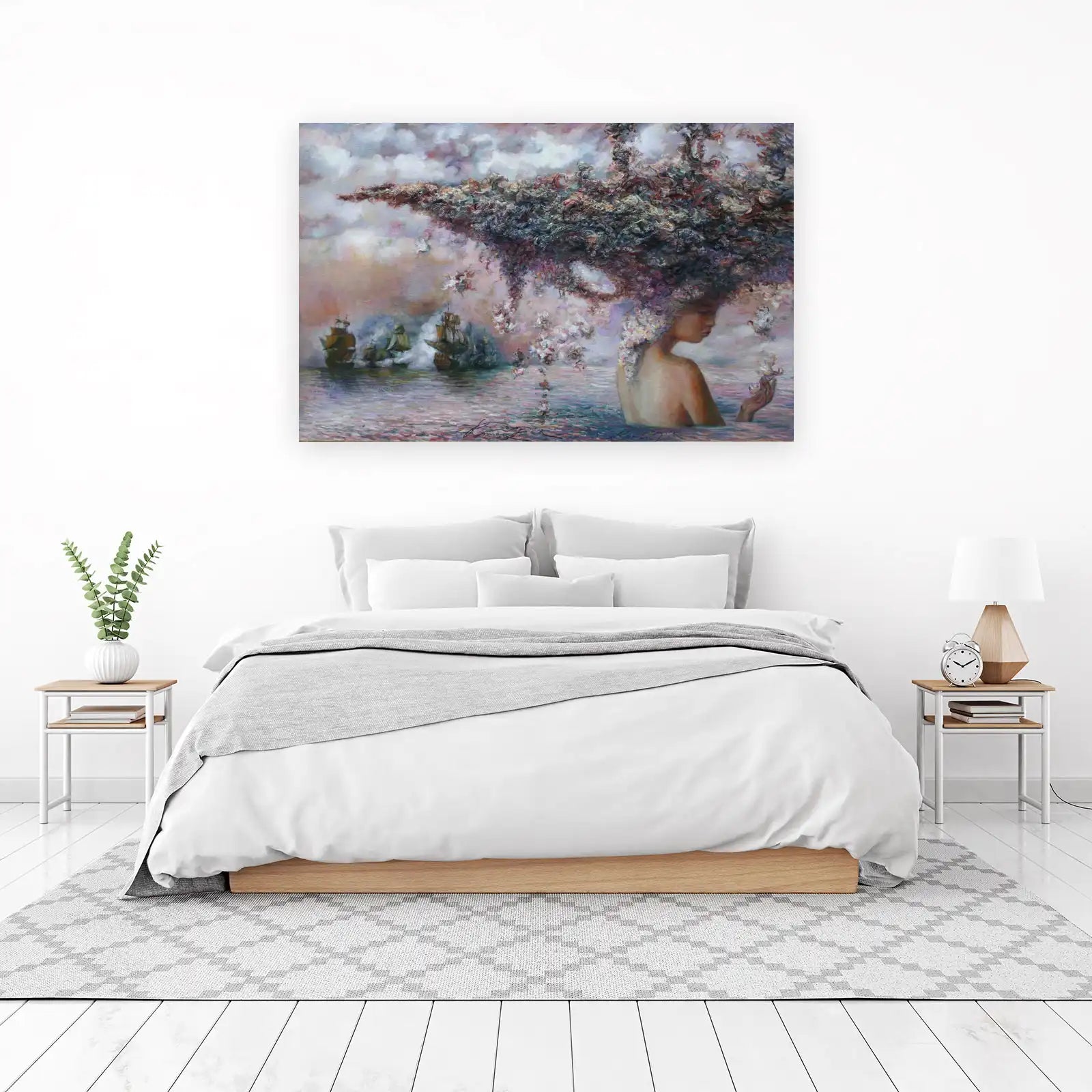 Mystic Seascape Woman & Ships Wall Art