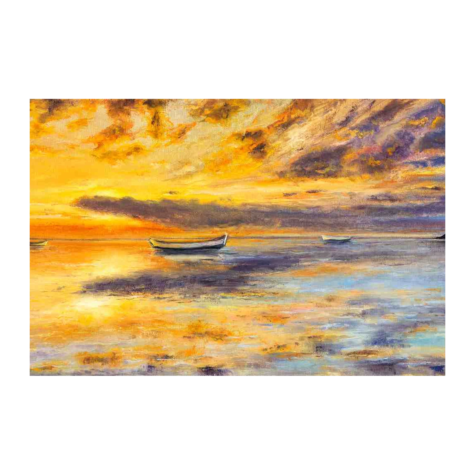 Serene Sunset Boats Wall Art