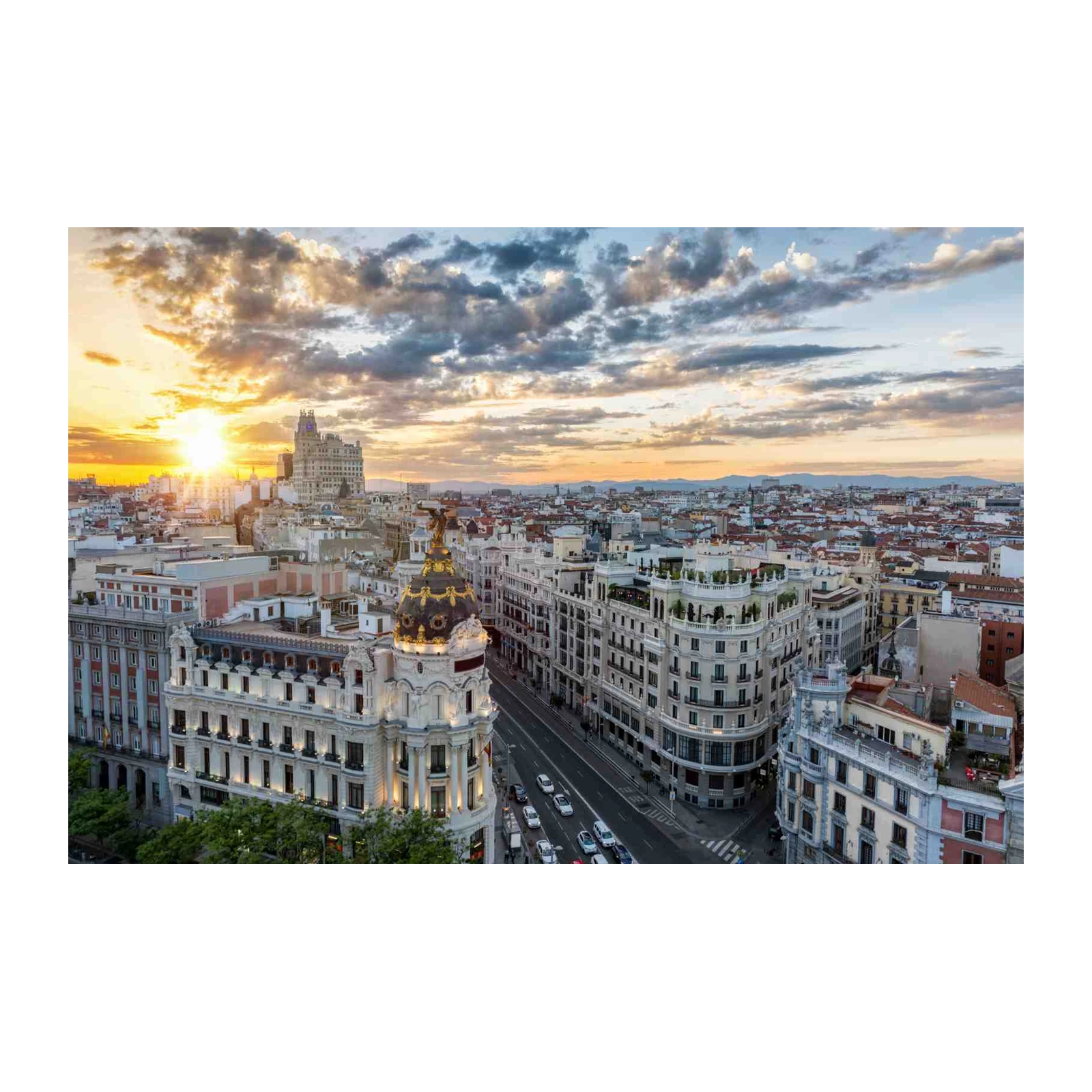 Madrid Skyline Sunset Wall Art - Cityscape Art