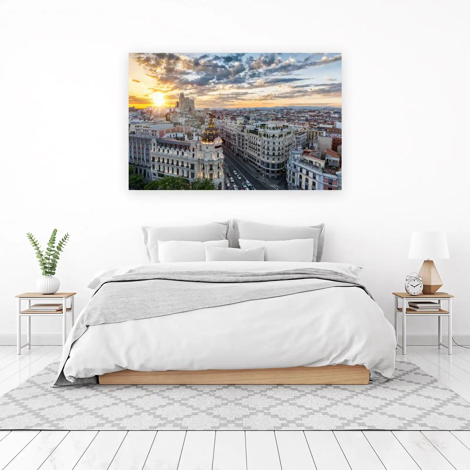 Madrid Skyline Sunset Wall Art - Cityscape Art