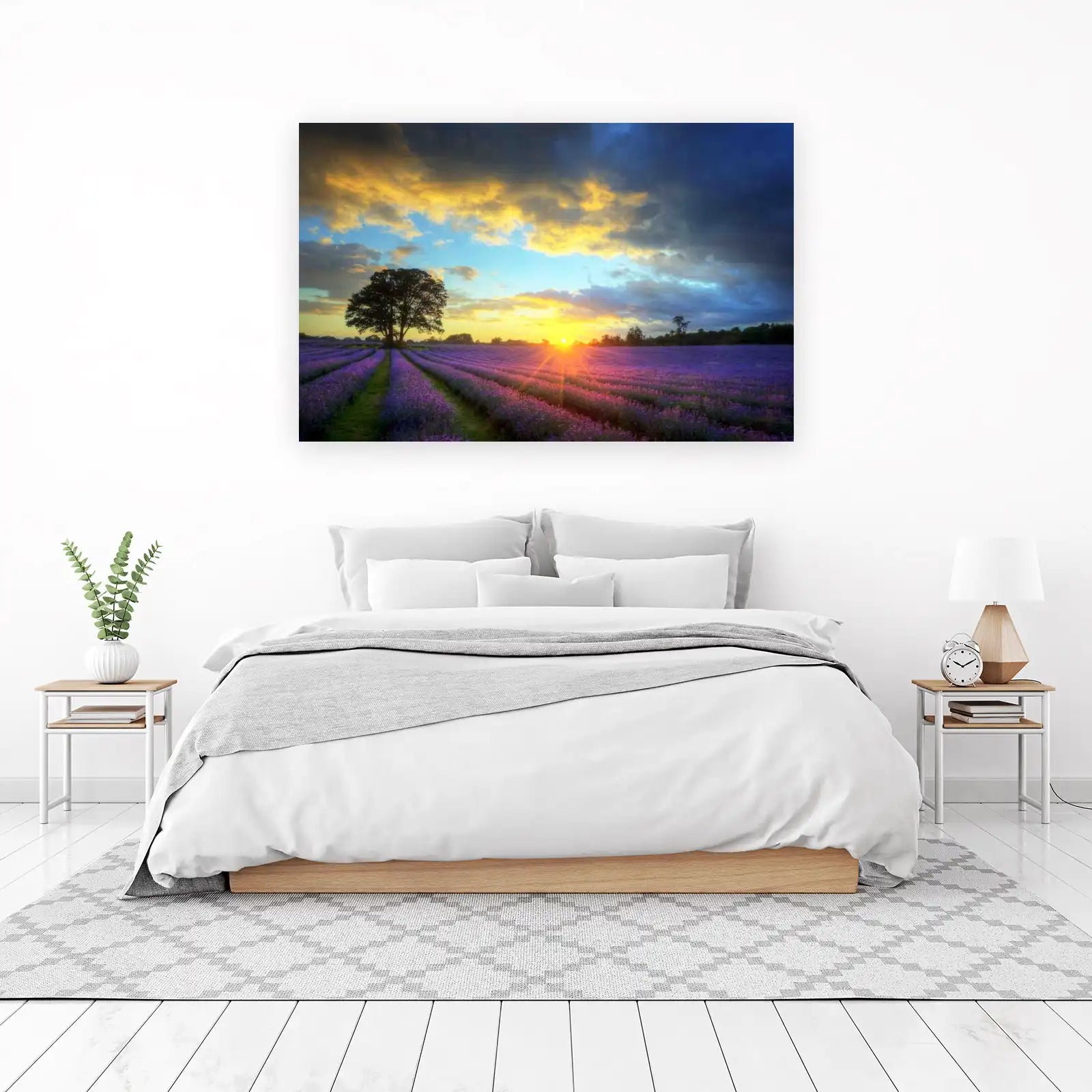 Lavender Field Sunset Tranquil Landscape Wall Art