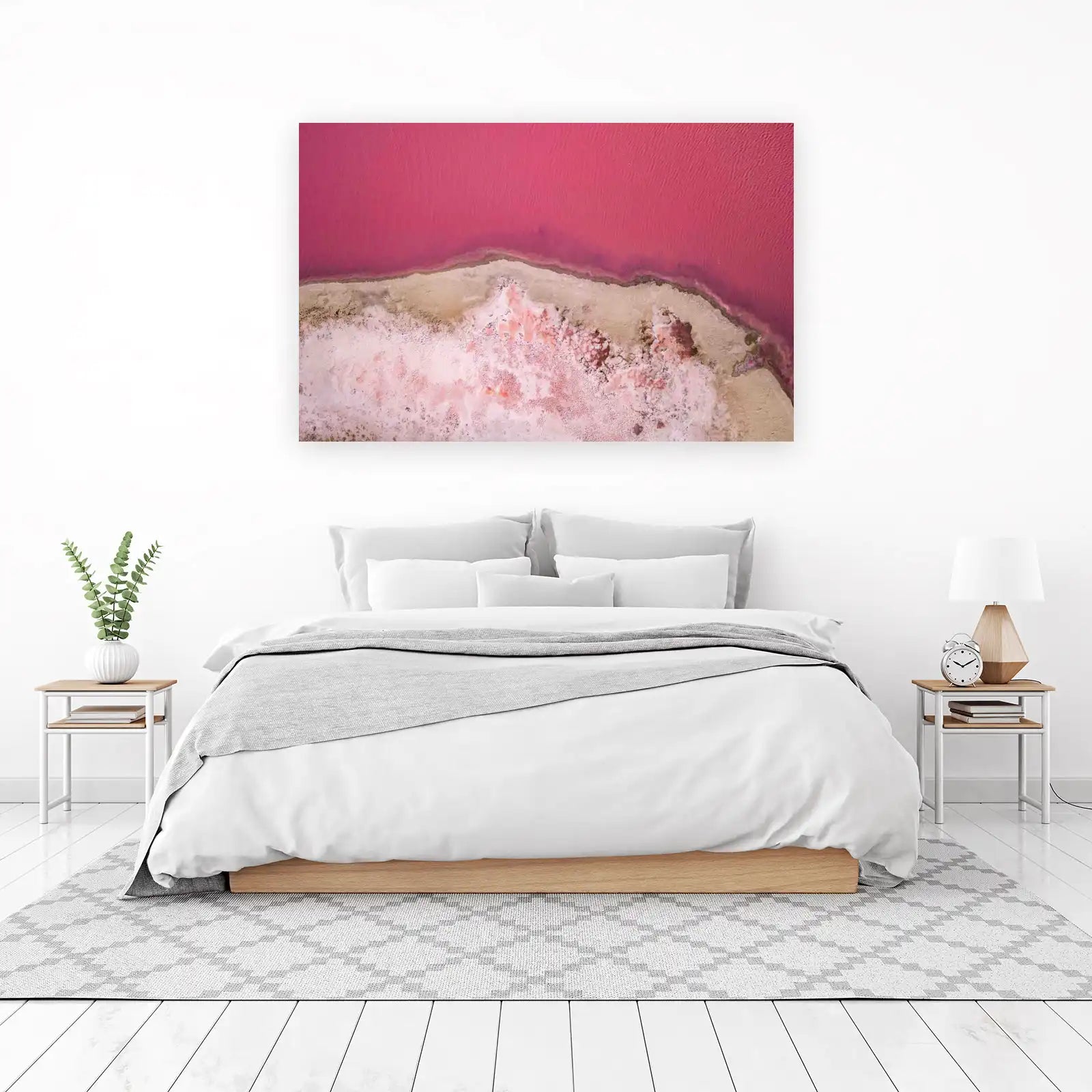 Vibrant Pink Salt Lake Aerial Wall Art
