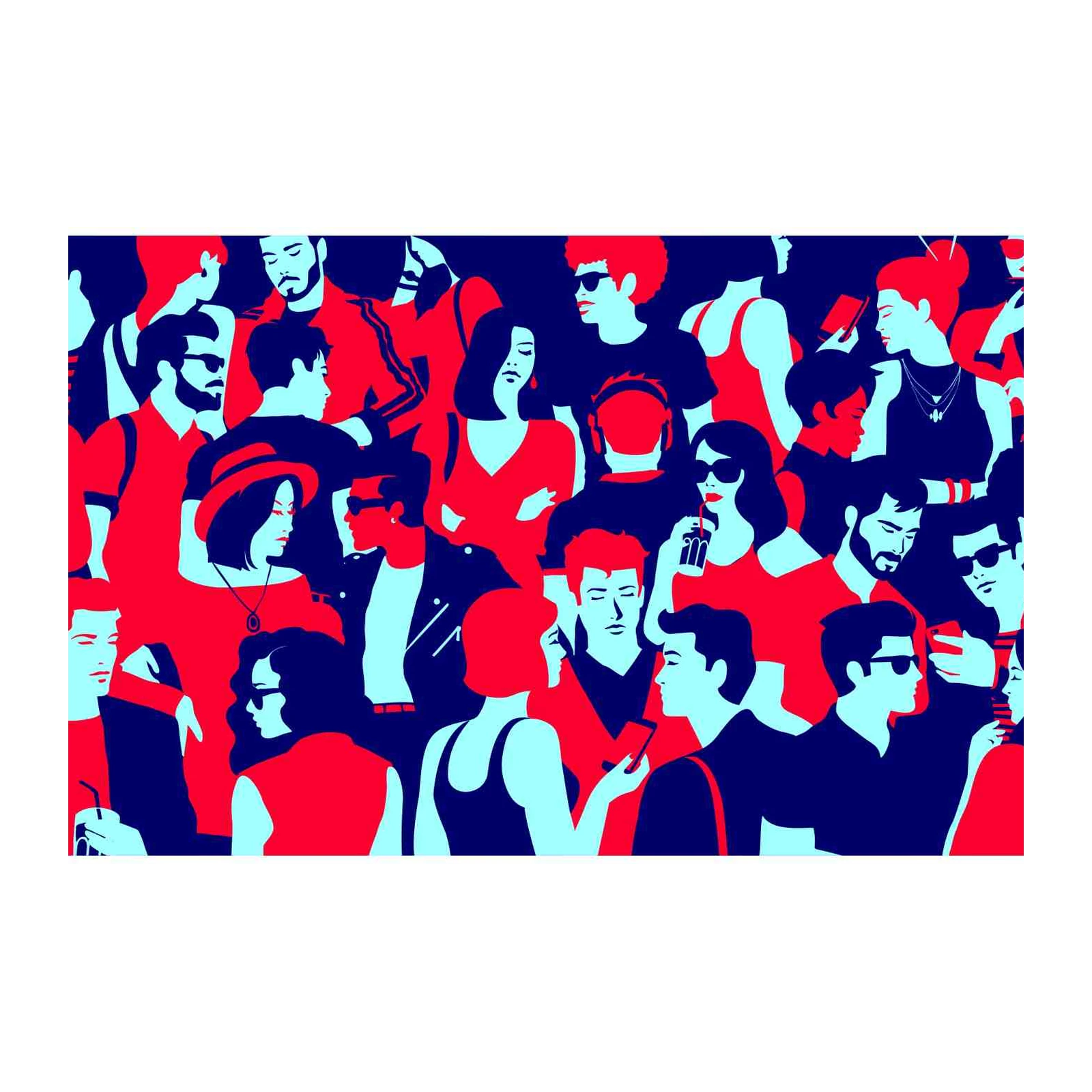 Vibrant Crowd Abstract Wall Art