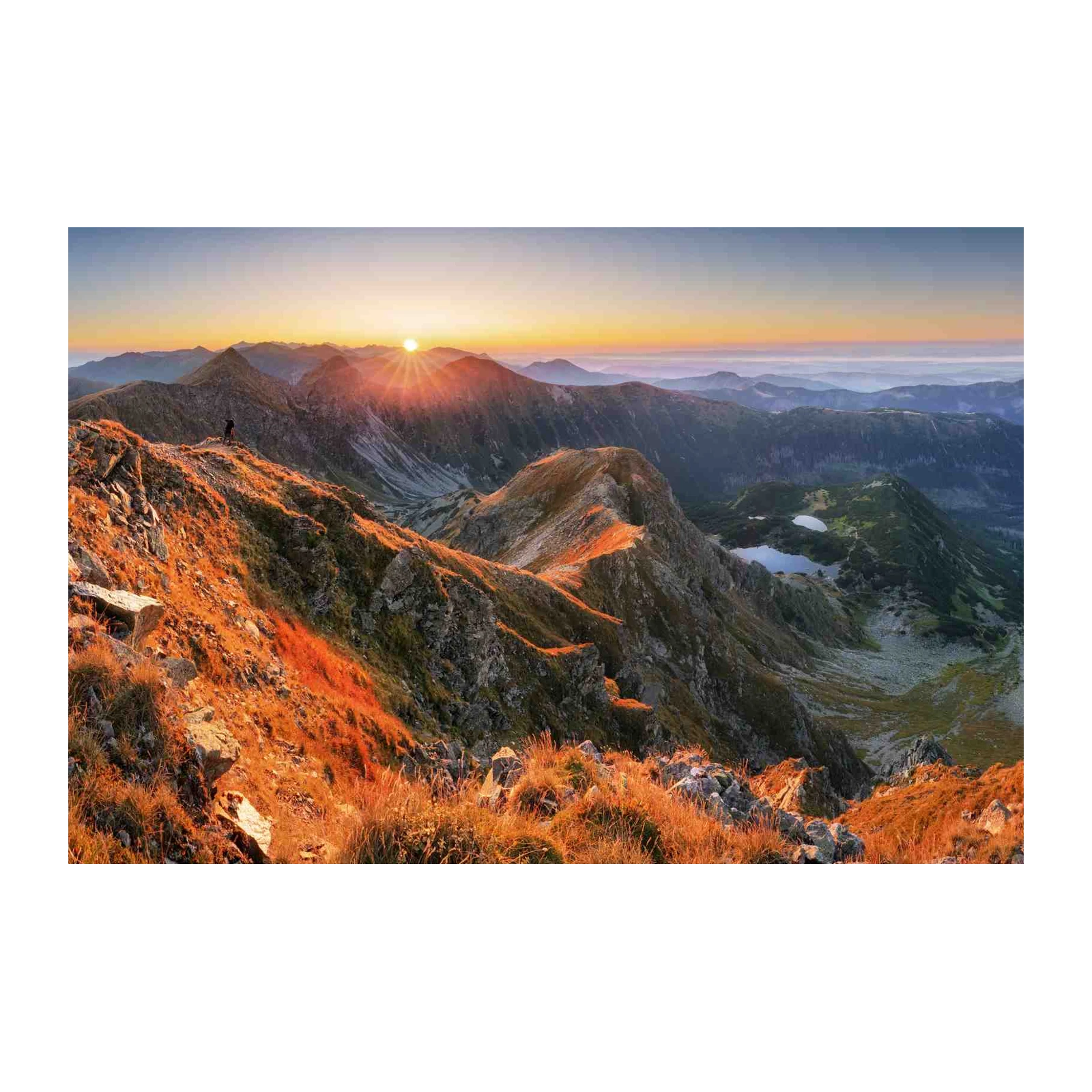 Golden Mountain Sunrise Landscape Wall Art