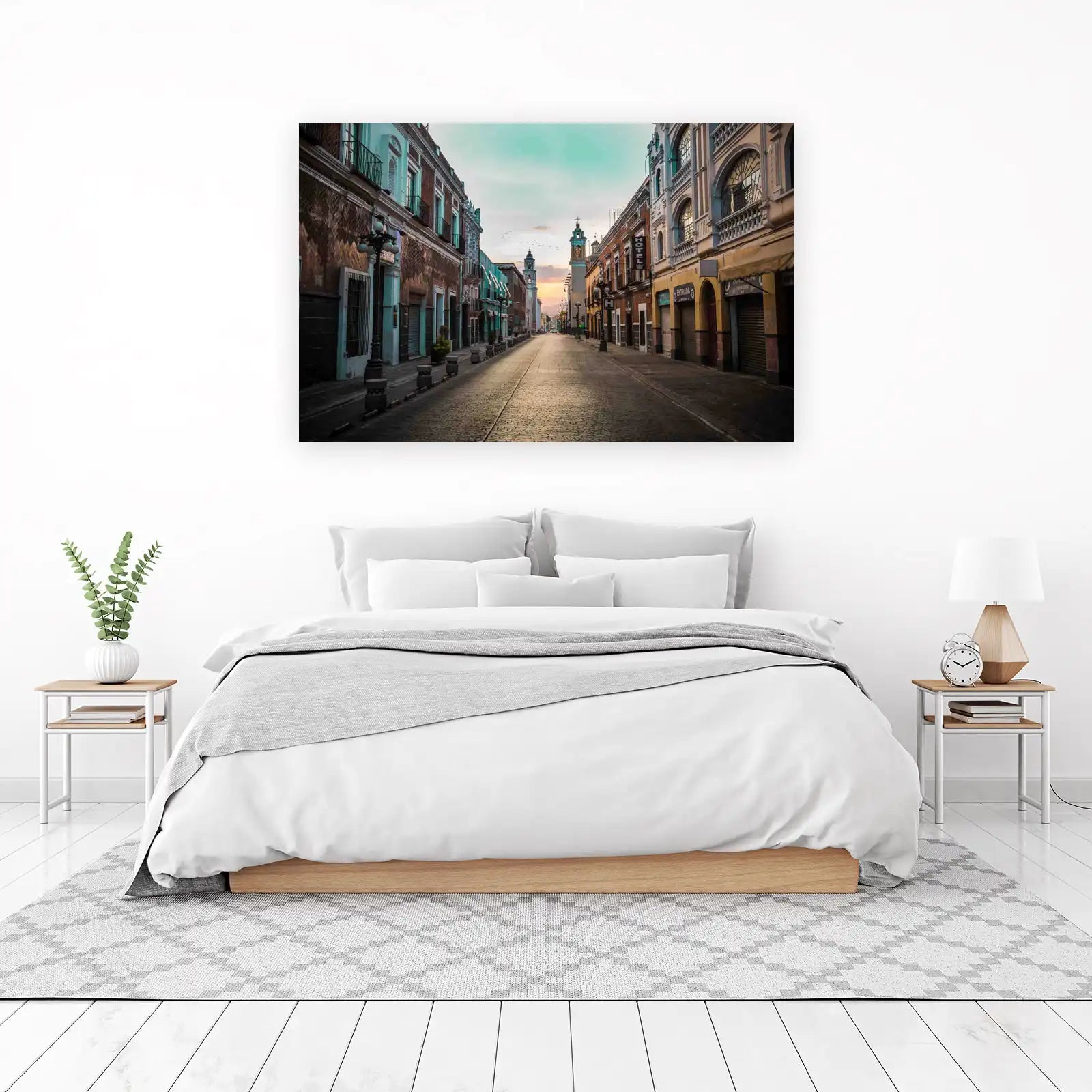 Cobblestone Cityscape Sunset Wall Art