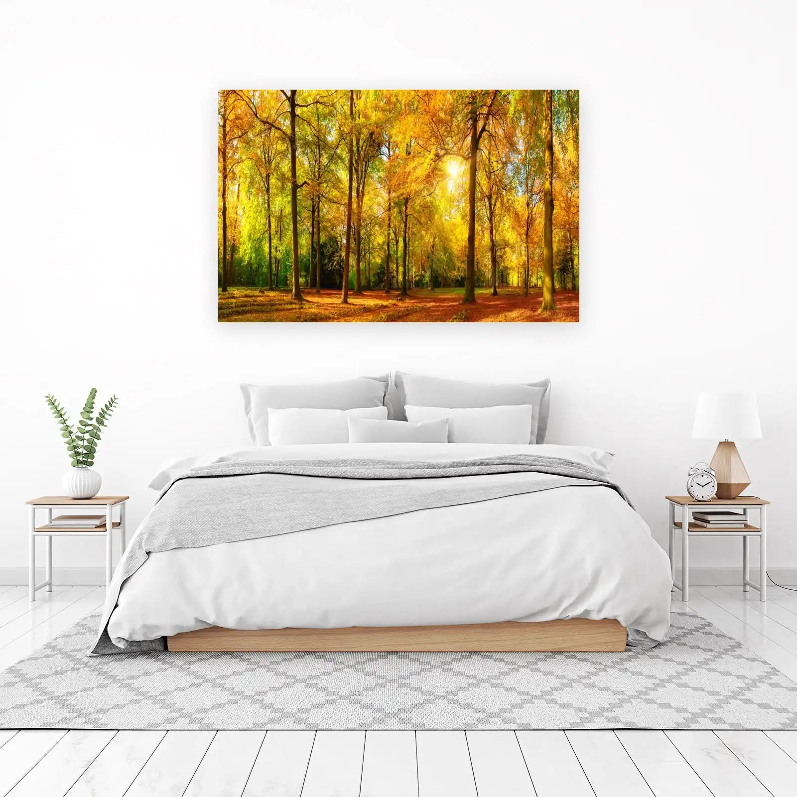 Golden Autumn Forest Sunburst Wall Art
