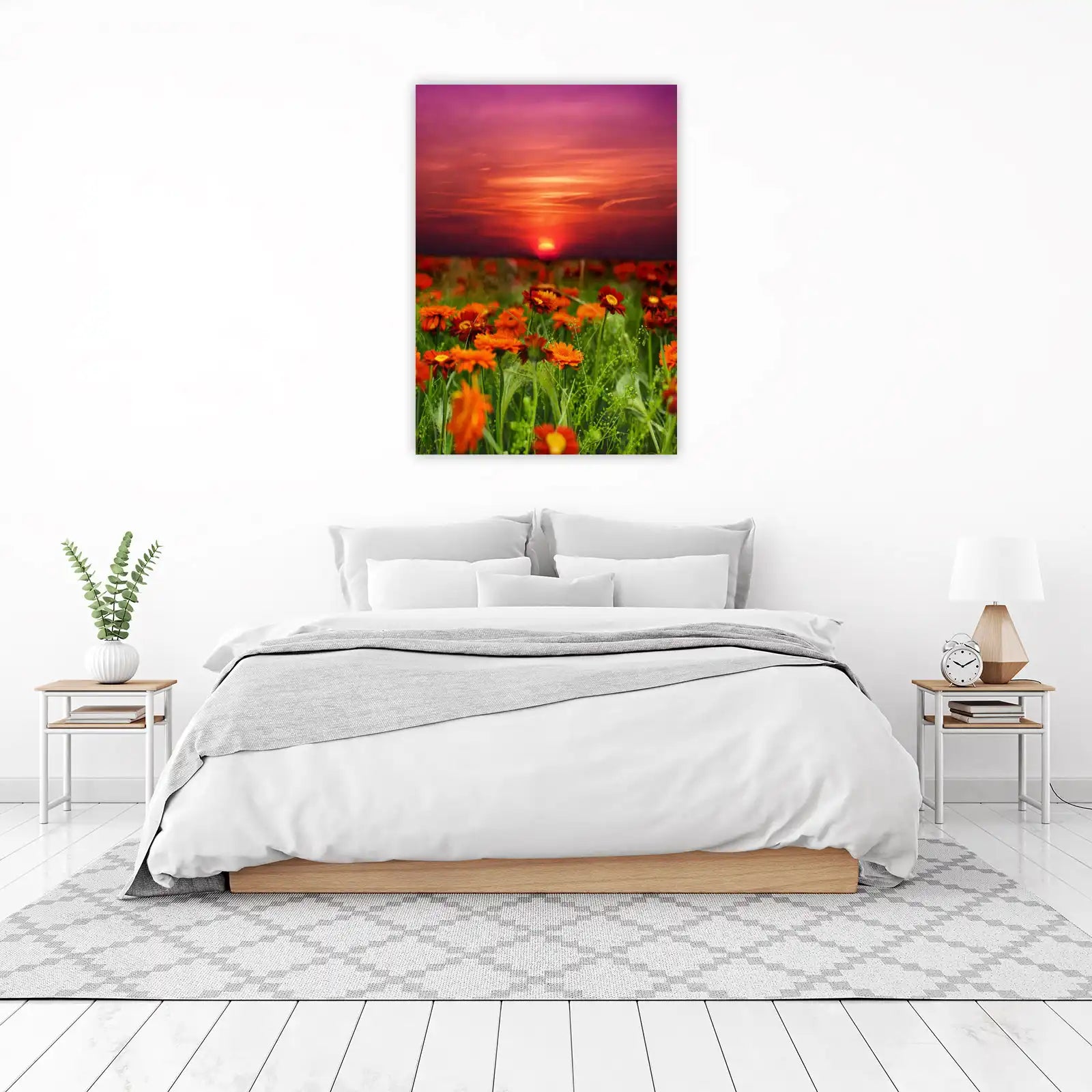 Vibrant Sunset Floral Field Wall Art