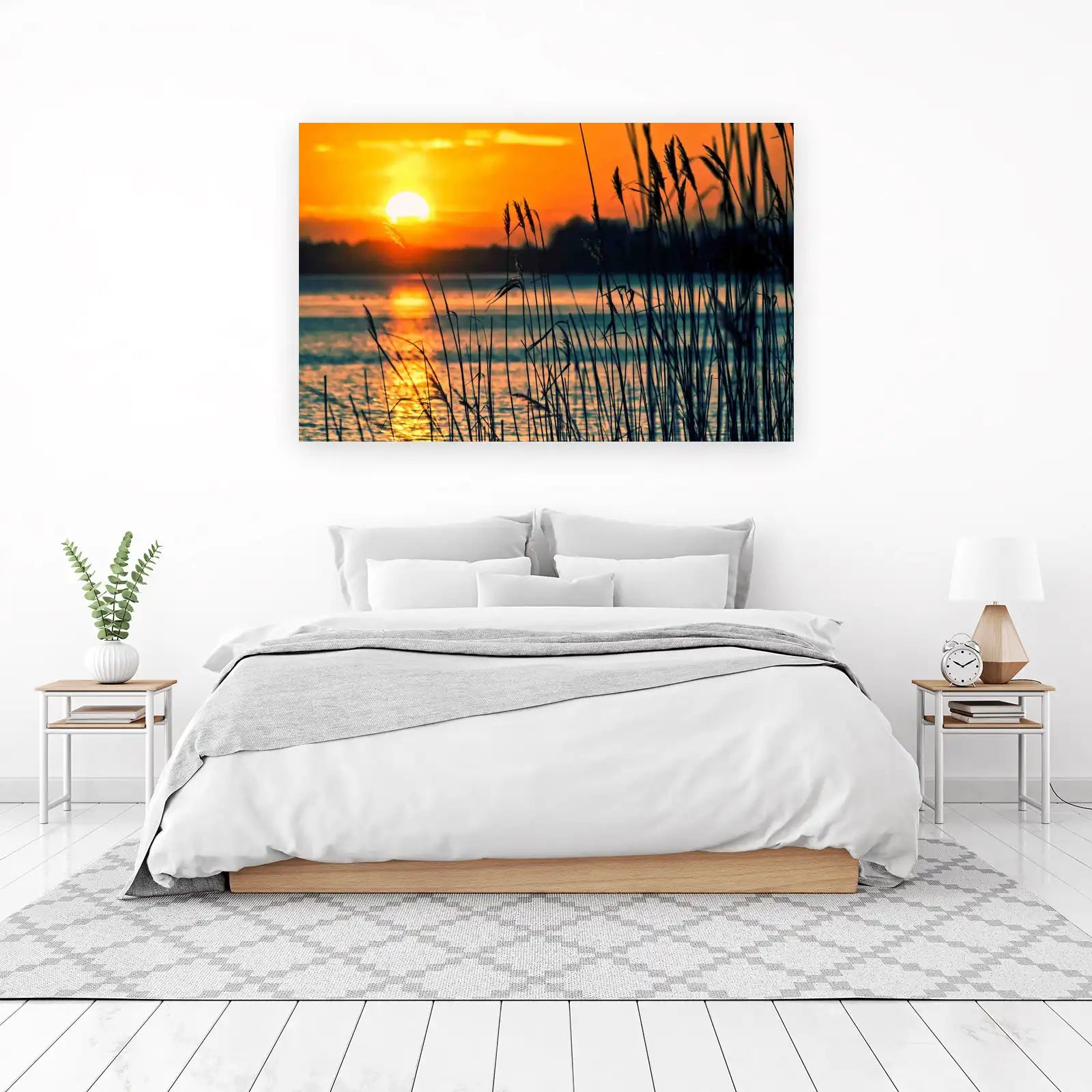 Golden Sunset Reeds Wall Art